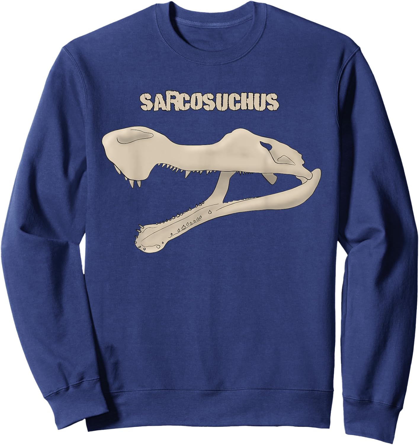 Dinosaur Sarcosuchus Fossil Crocodile Prehistoric Lizard Sweatshirt - Sweatshirt | Navy
