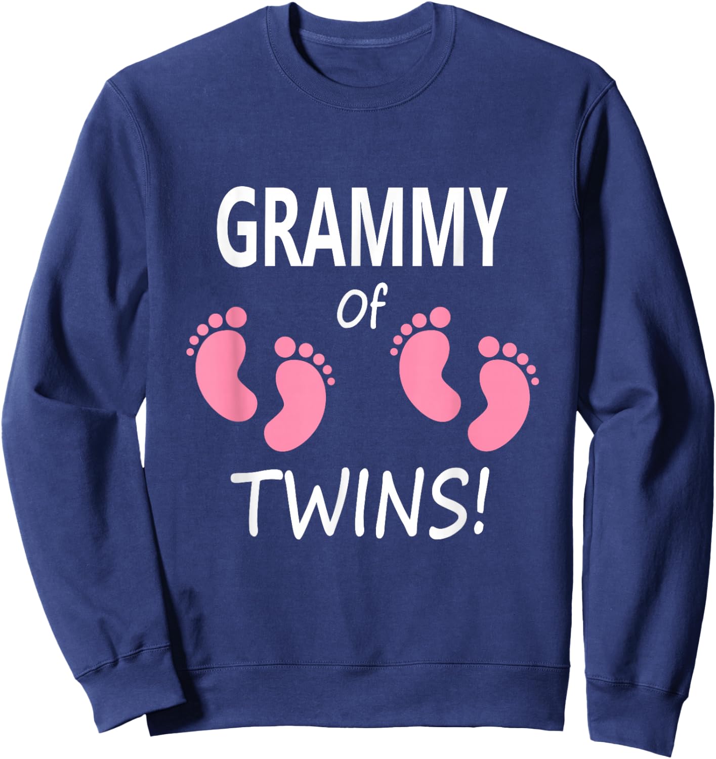 Women's Grandmother Grandma Grammy Twin Girls Pink Footprints Sweatshirt - Sweatshirt | Navy