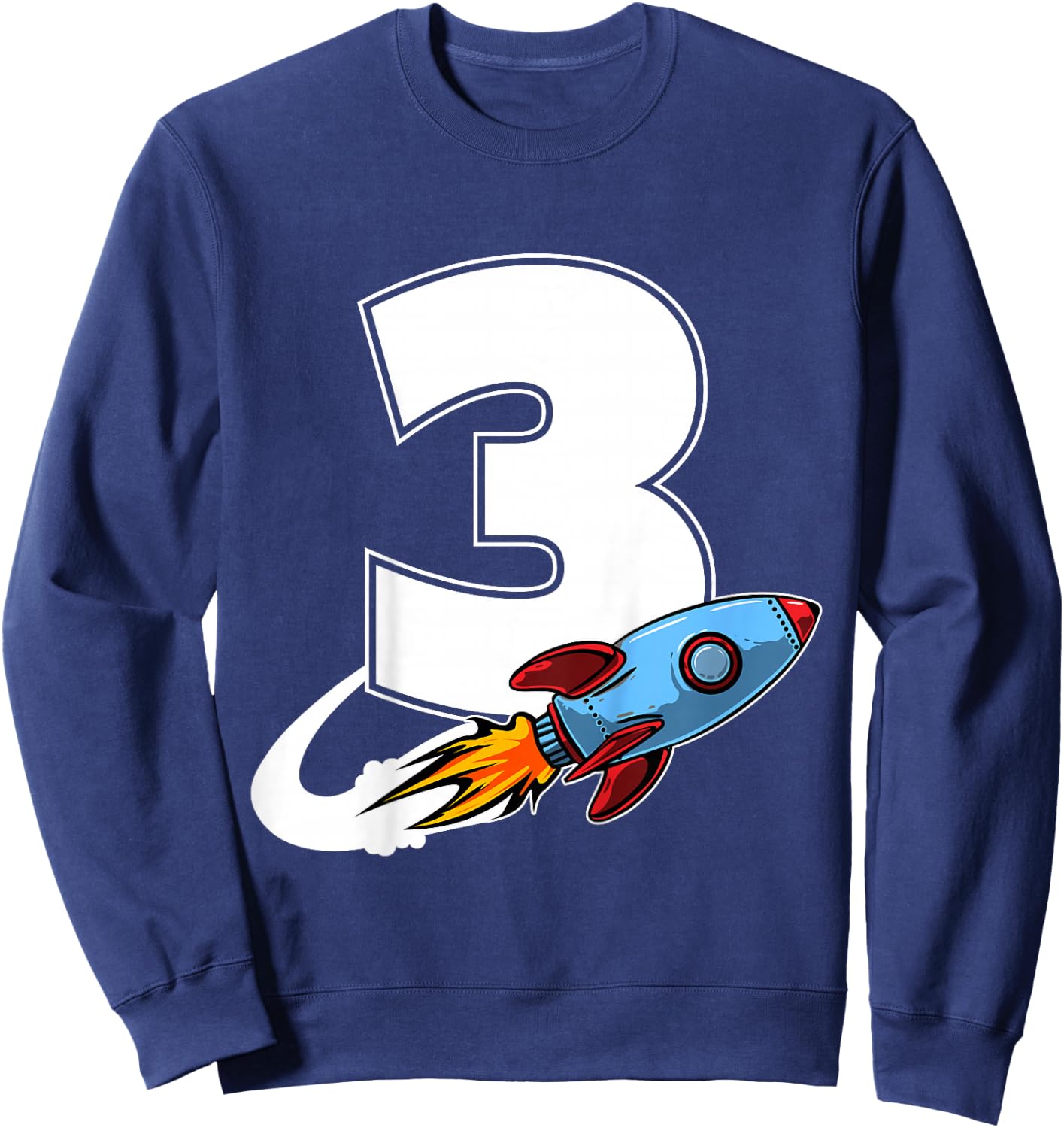 Outer Space 3 Year Old 3rd Birthday Three Rocket Ship Party Sweatshirt - Sweatshirt | Navy