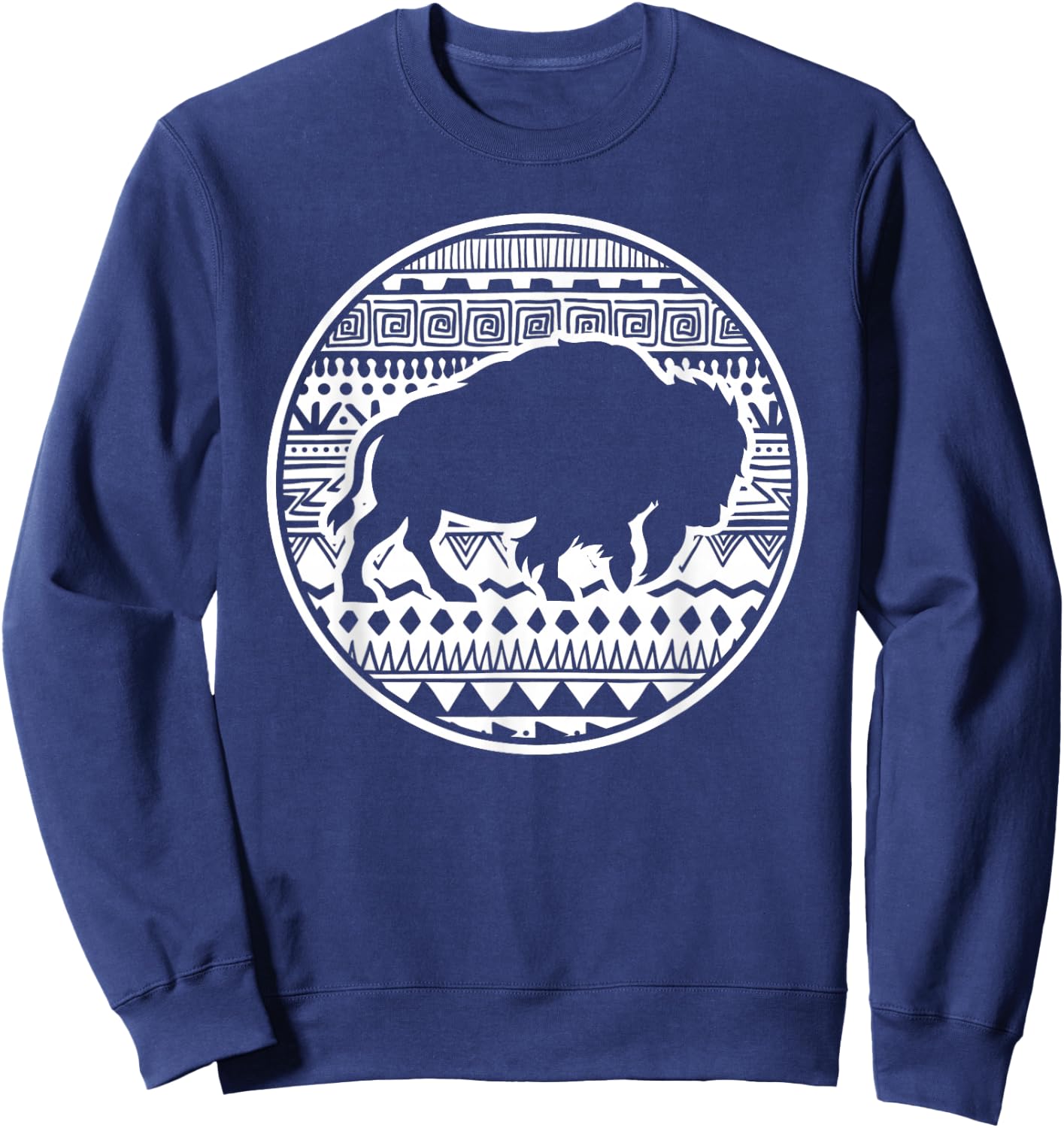 American Bison Animal Lover Vintage Tribal Buffalo Sweatshirt - Sweatshirt | Navy