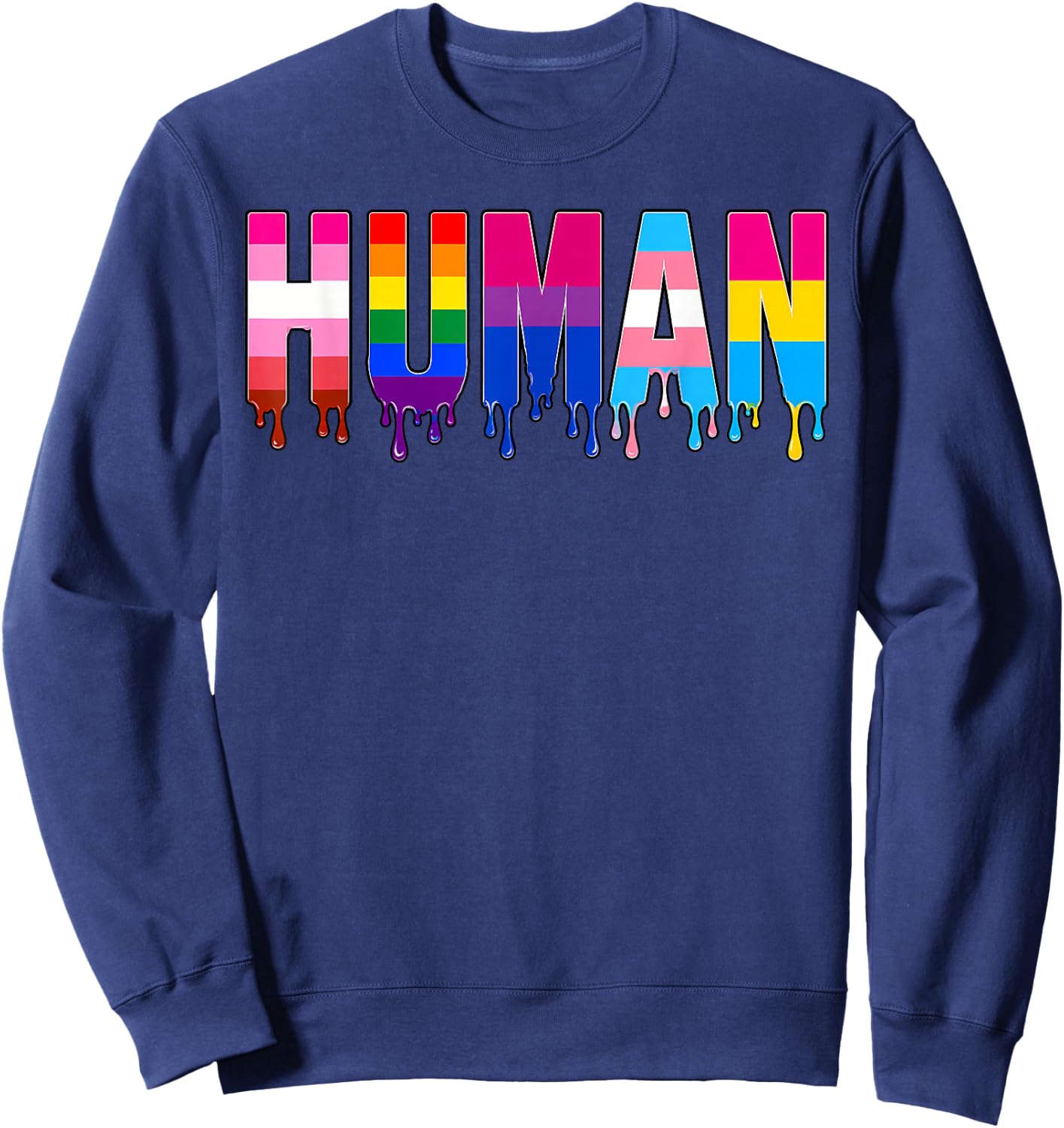 LGBT Shirts Human Dripping Rainbow Gay LGBTQ Pride Month Sweatshirt - Sweatshirt | Navy