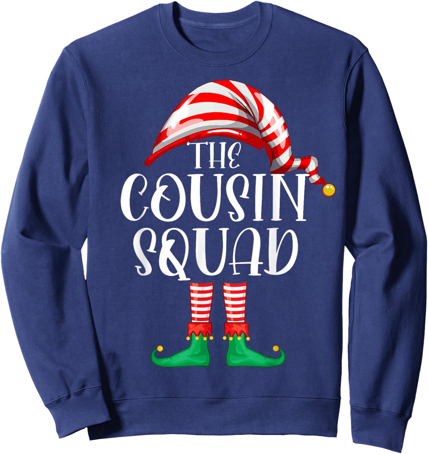 Cousin Squad Christmas Cute Xmas Elf Party Pajama Matching Sweatshirt - Sweatshirt | Navy