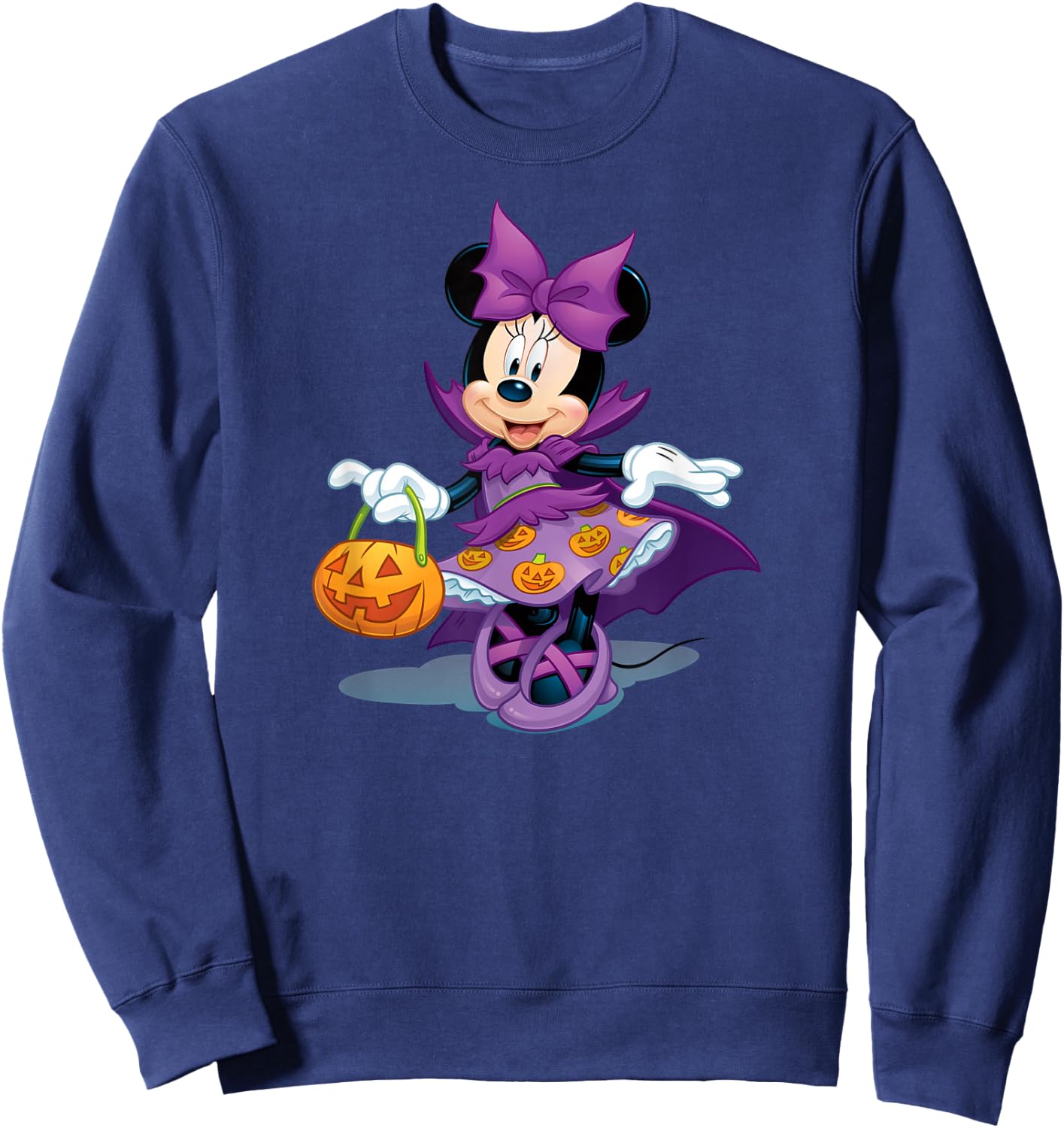Minnie Mouse - Halloween Trick Or Treat Purple Pumpkin Dress Sweatshirt - Sweatshirt | Navy