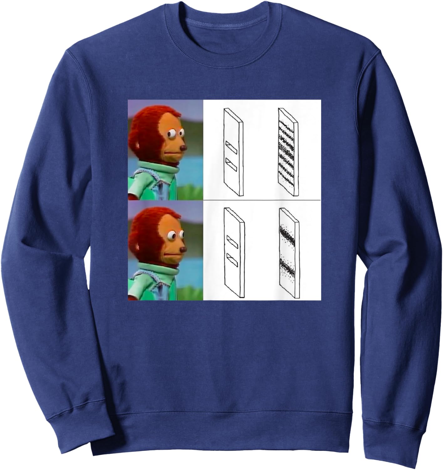 Observer Effect Meme Funny Quantum Physics Awkward Monkey Sweatshirt - Sweatshirt | Navy