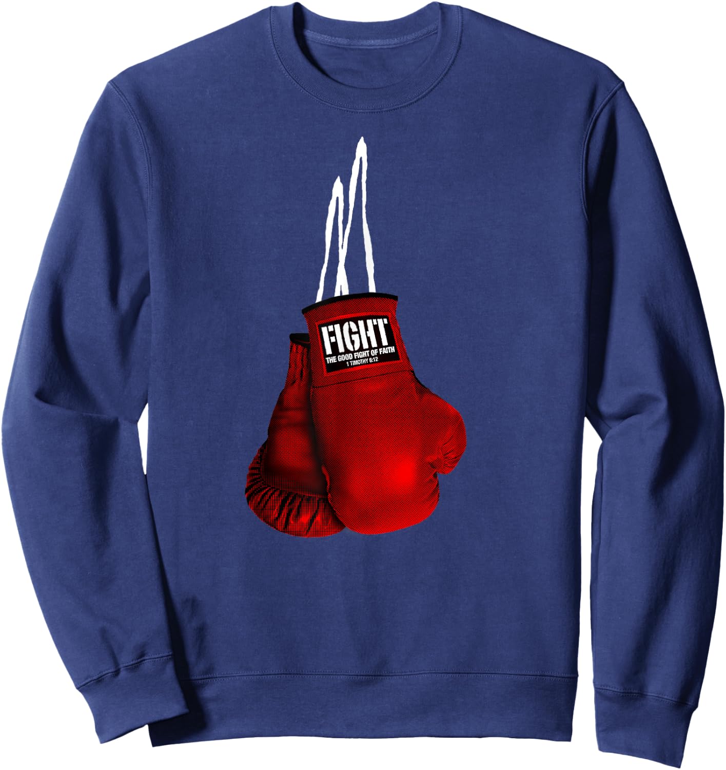 Fight the good of Faith Christian Christian Boxing Sweatshirt - Sweatshirt | Navy