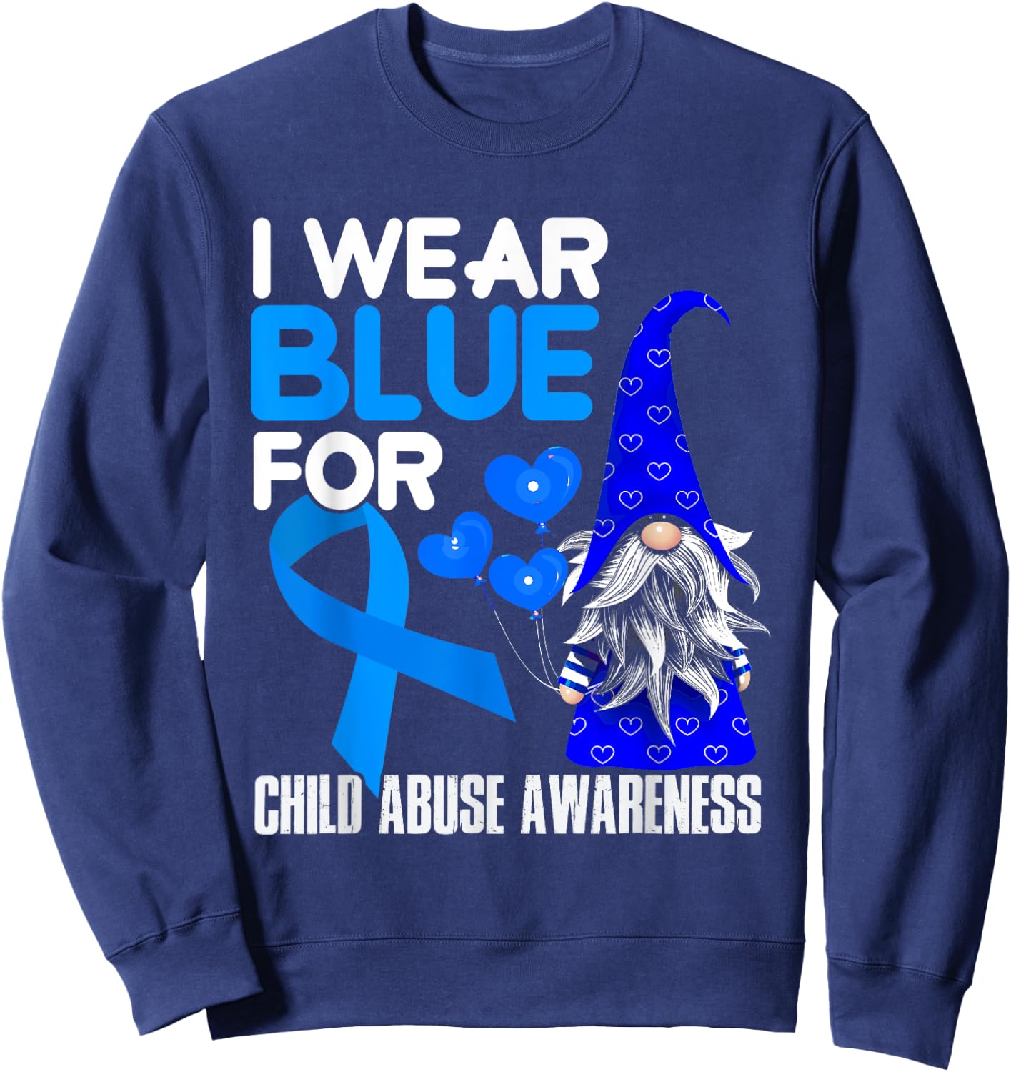 Blue Ribbon For Child Abuse Awareness Prevention Month April Sweatshirt - Sweatshirt | Navy