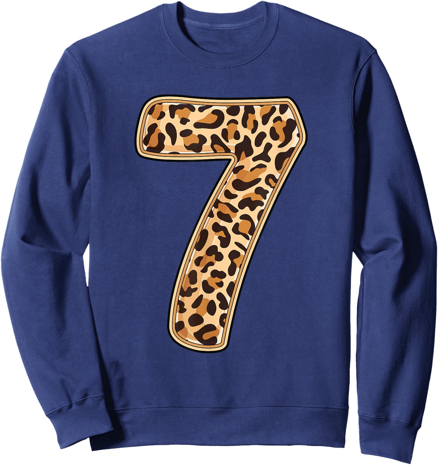 Leopard 7th Birthday Party 7 Seven Years Old Wild Cats Kids Sweatshirt - Sweatshirt | Navy