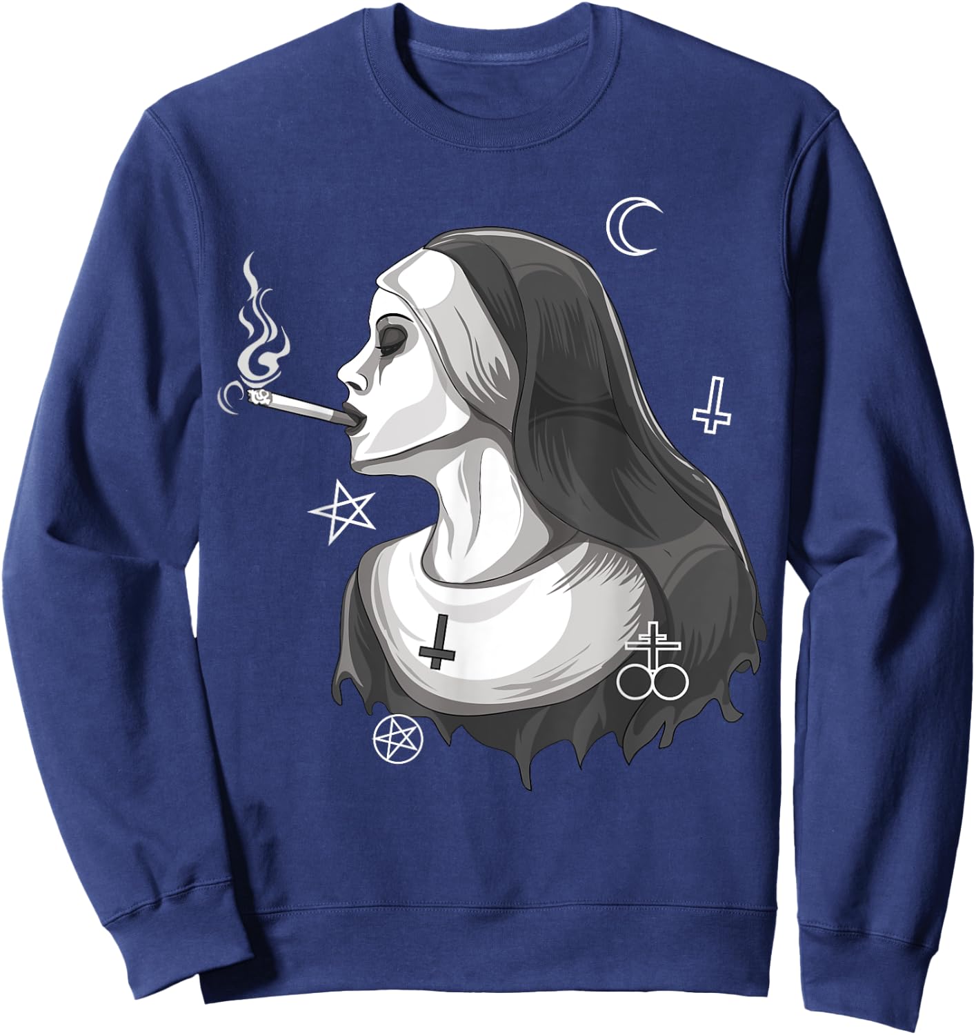 Dark Nun Satanic Occult Gothic Evil Anti-Christ Nun Unholy Sweatshirt - Sweatshirt | Navy