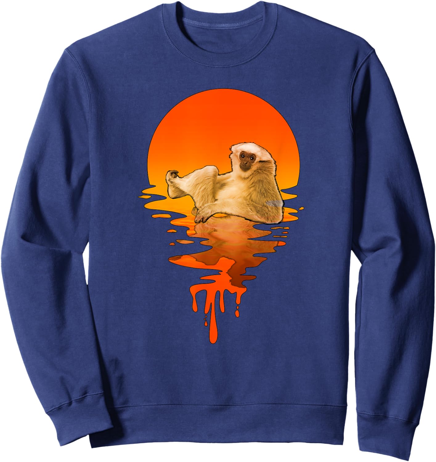Vintage Retro Style Gibbon Sweatshirt - Sweatshirt | Navy