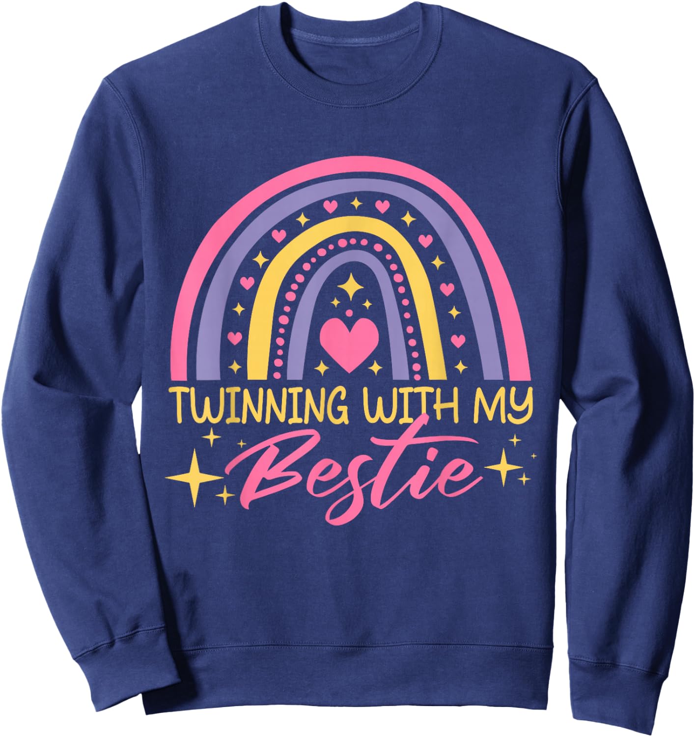 Matching Twin Spirit Week Twinning With My Bestie Rainbow Sweatshirt - Sweatshirt | Navy