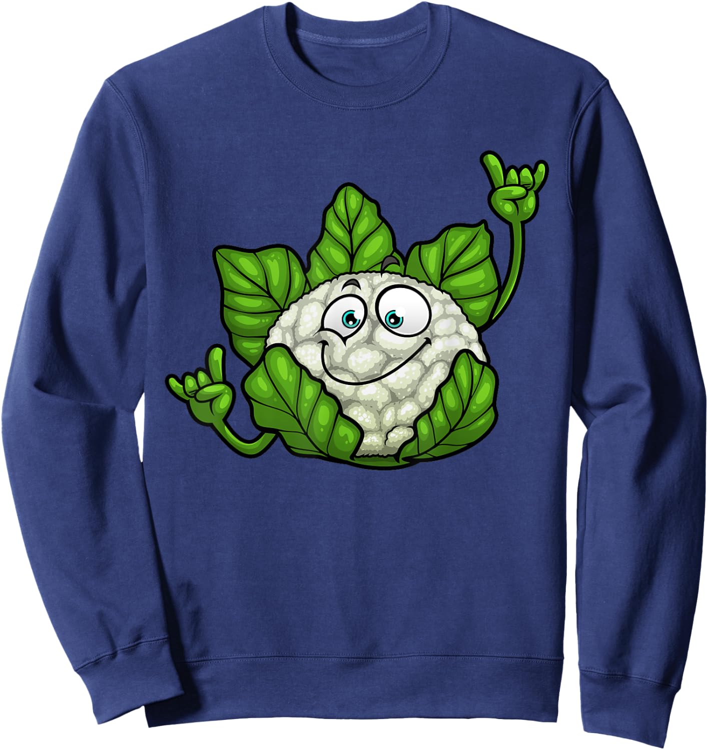 Funny Cauliflower Designs Women Veggie Lover Vegan Sweatshirt - Sweatshirt | Navy