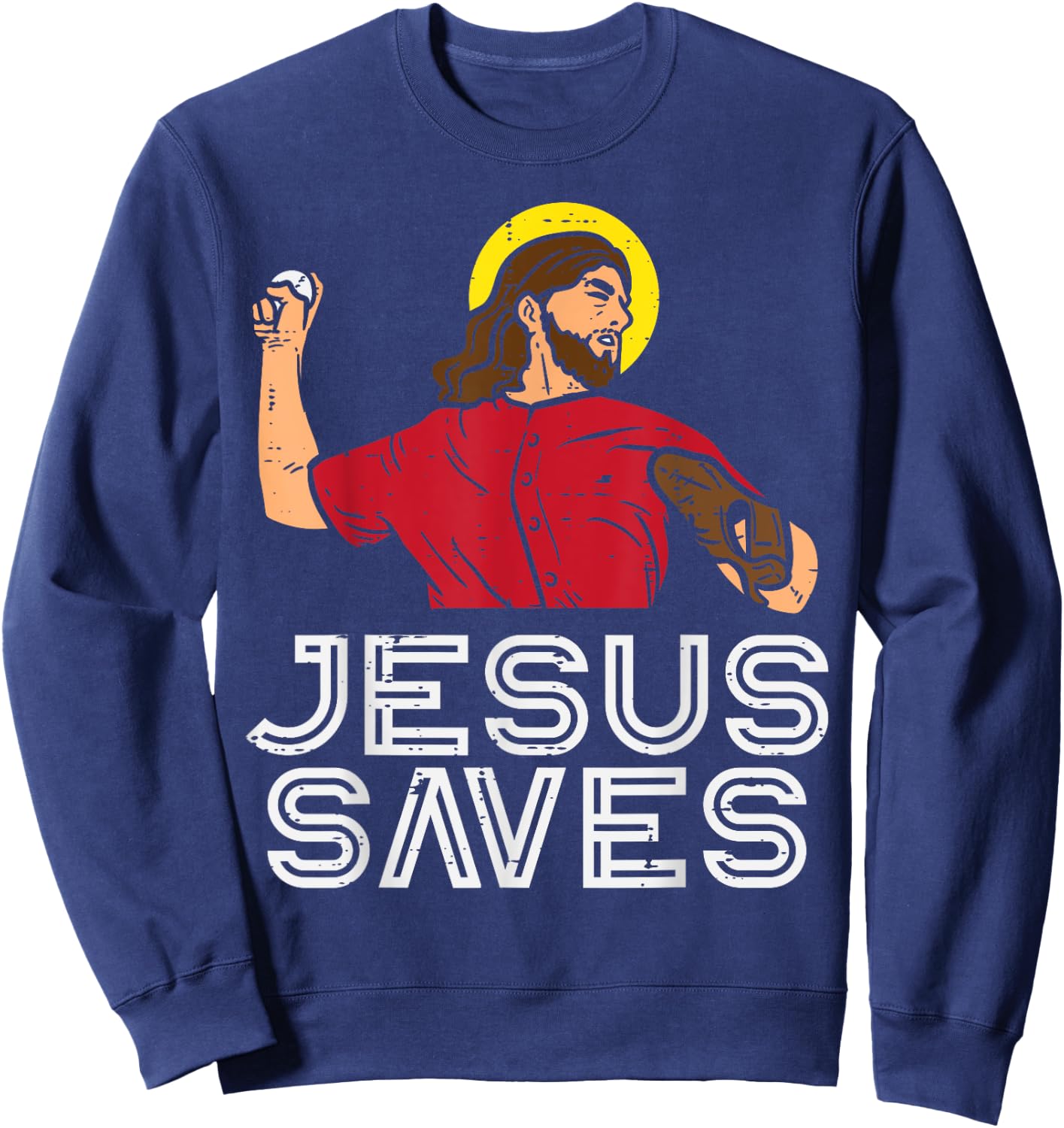 Jesus Saves Baseball God Sports Christian Men Women Kids Sweatshirt - Sweatshirt | Navy