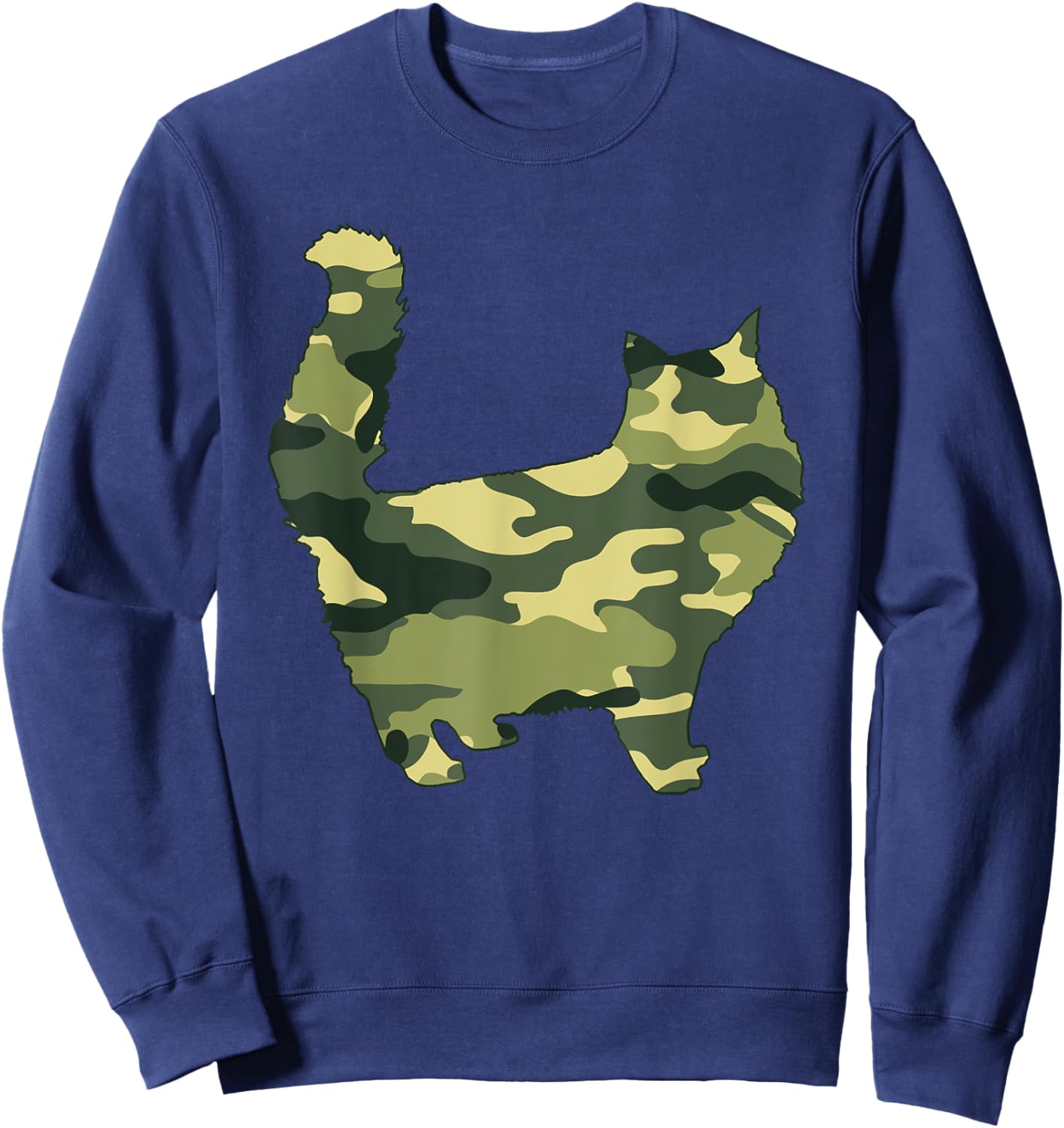 Military Cat Camo Men Print US Feline Pet Kitty Veteran Gift Sweatshirt - Sweatshirt | Navy