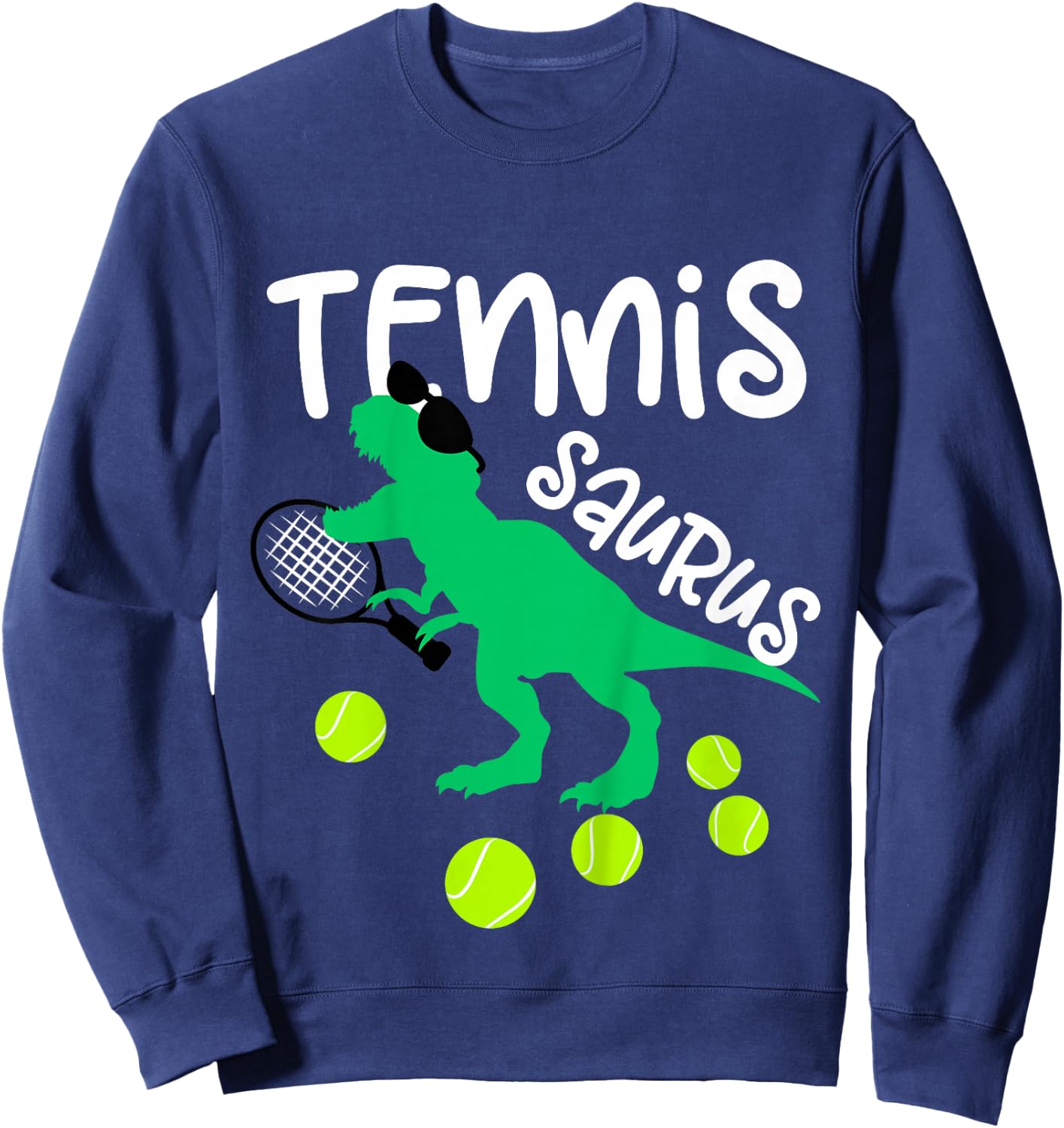 Toddler Tennis Dinosaur for Boys and Girls Funny Sweatshirt - Sweatshirt | Navy