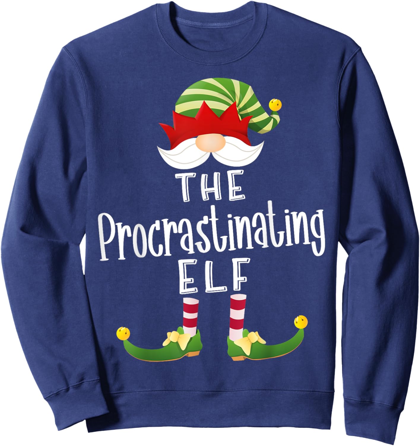 Procrastinating Elf Group Christmas Funny Pajama Party Sweatshirt - Sweatshirt | Navy