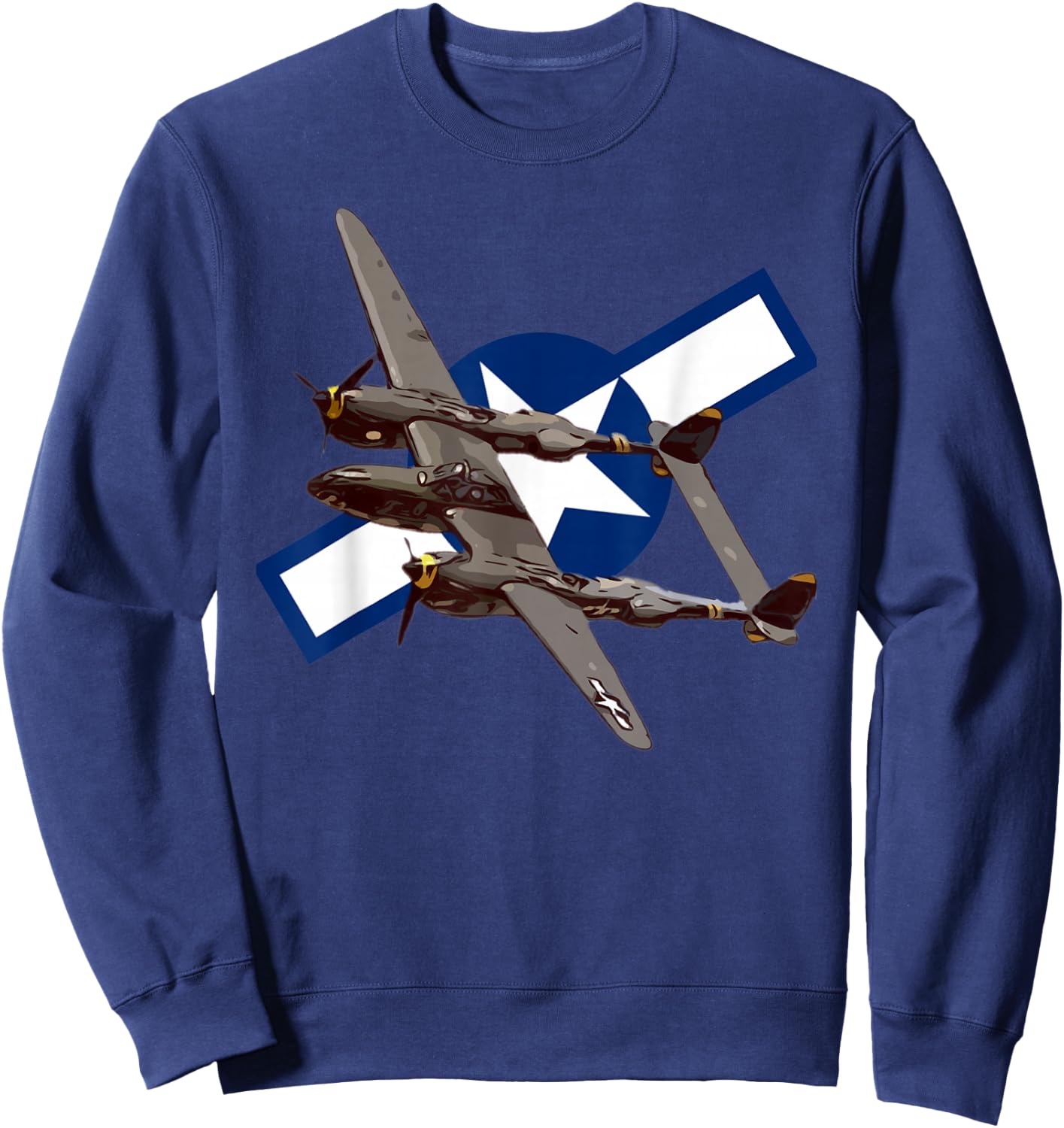 American WW2 Planes P-38 Airplane Spotting Sweatshirt - Sweatshirt | Navy