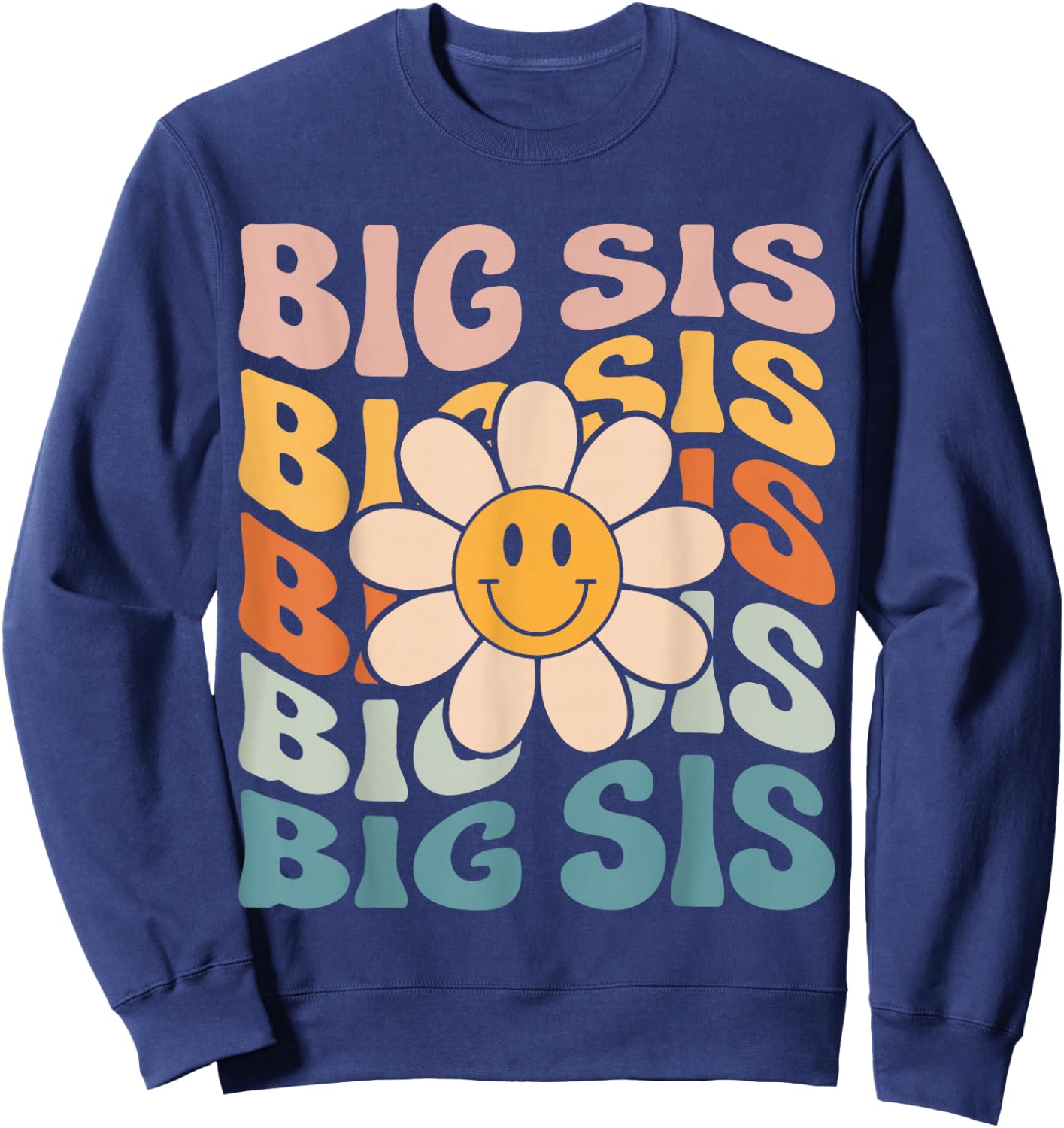 Soon To Be New Big Sister Retro Proud Big Sis Announcement Sweatshirt - Sweatshirt | Navy
