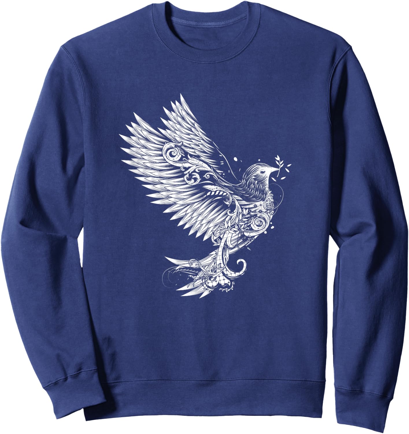 Drawing of an ornamental decorated white dove Sweatshirt - Sweatshirt | Navy