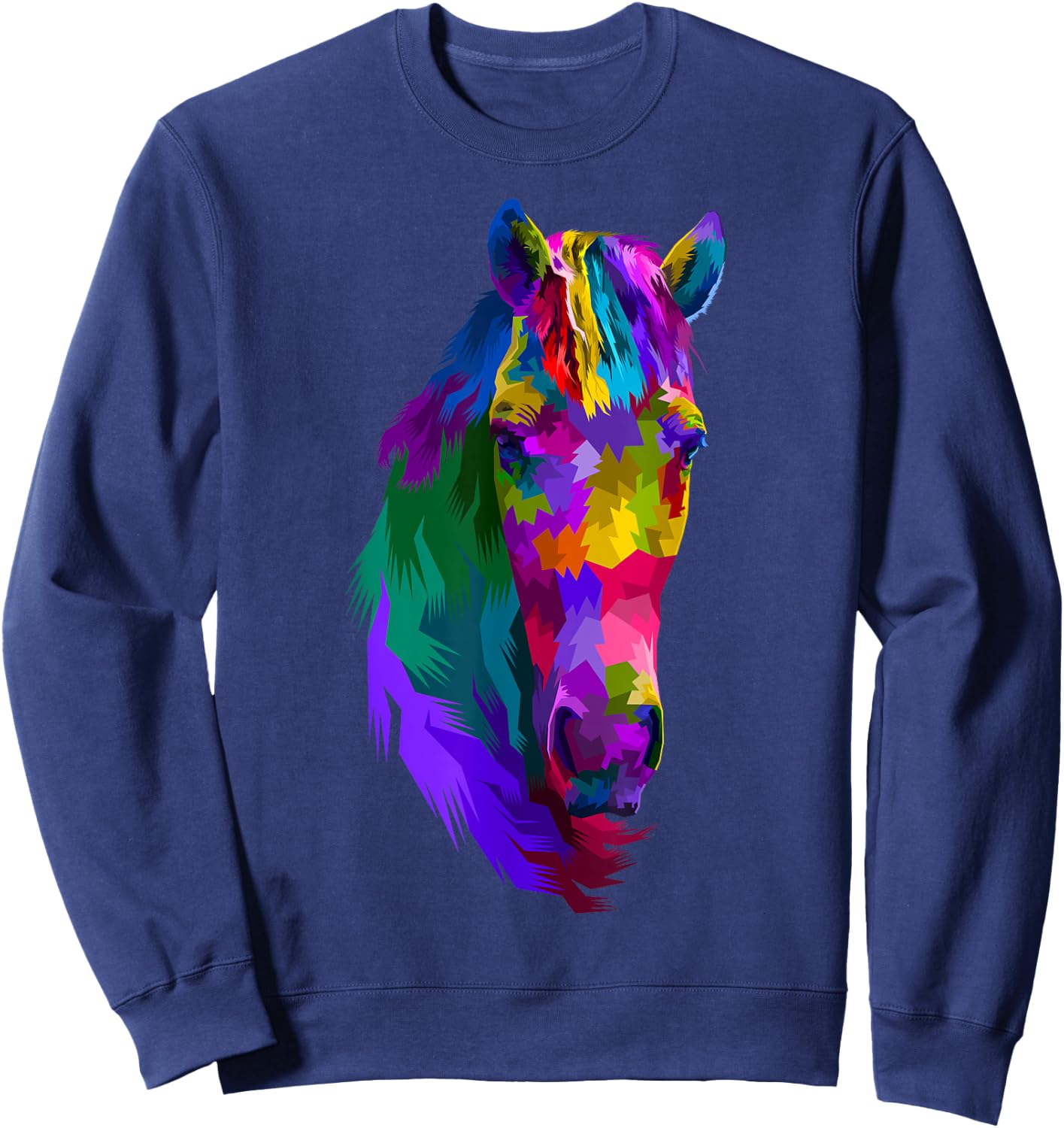 Colorful pop art horse portrait | Funny Horses Sweatshirt - Sweatshirt | Navy