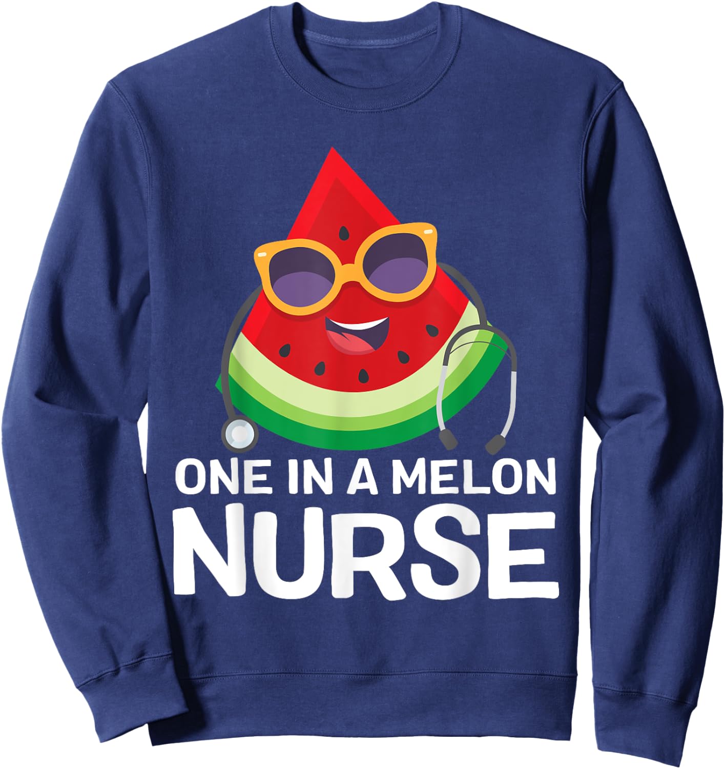 One in a Melon Nurse summer RN Watermelon nursing Women Sweatshirt - Sweatshirt | Navy