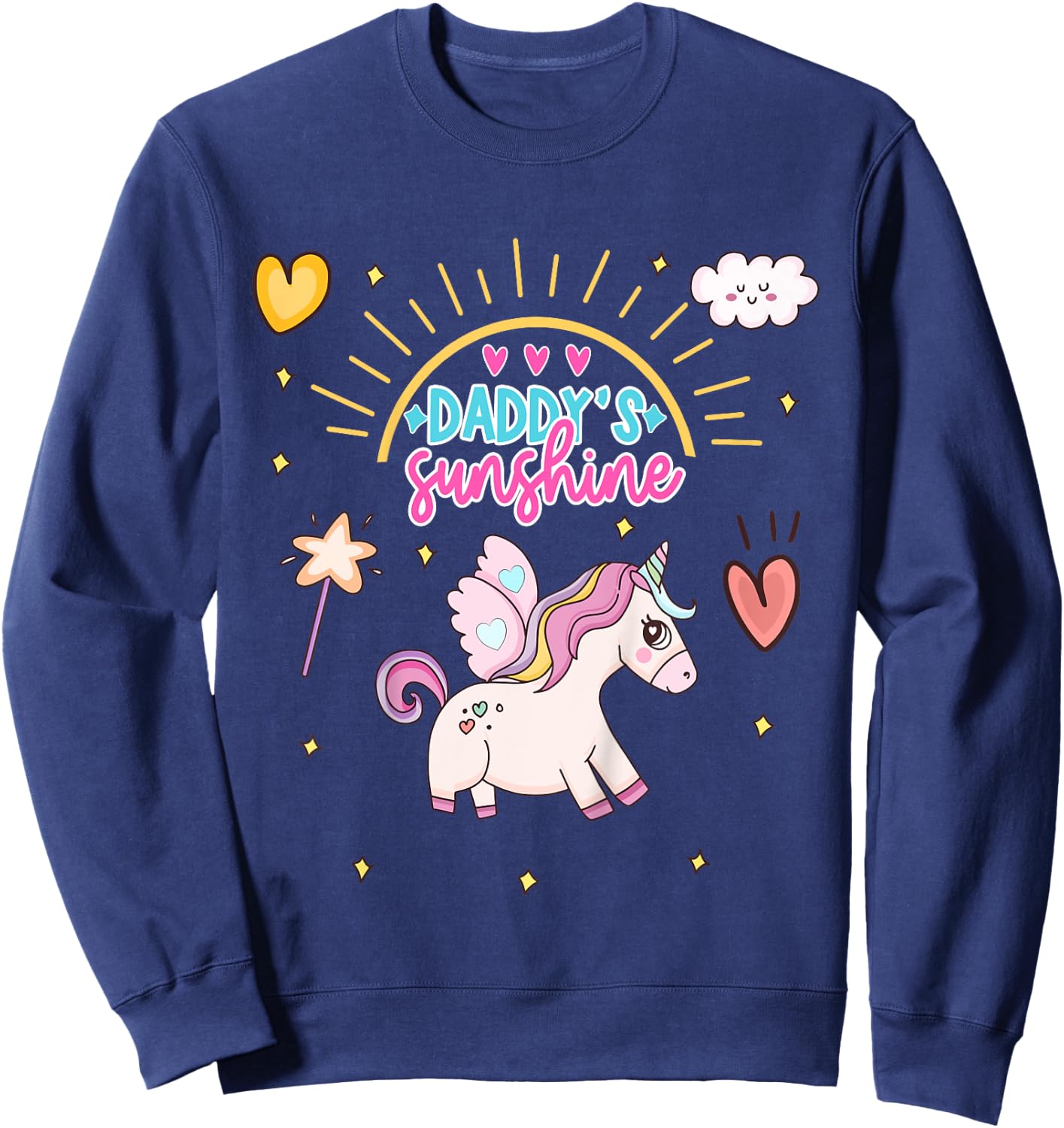 Unicorn with Wings Daddy's Sunshine Daddy's Favorite Sweatshirt - Sweatshirt | Navy