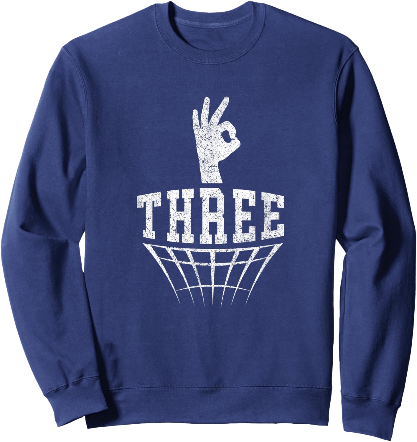 Three Fingers Hand Signal Basketball 3 Point Shot Sweatshirt - Sweatshirt | Navy
