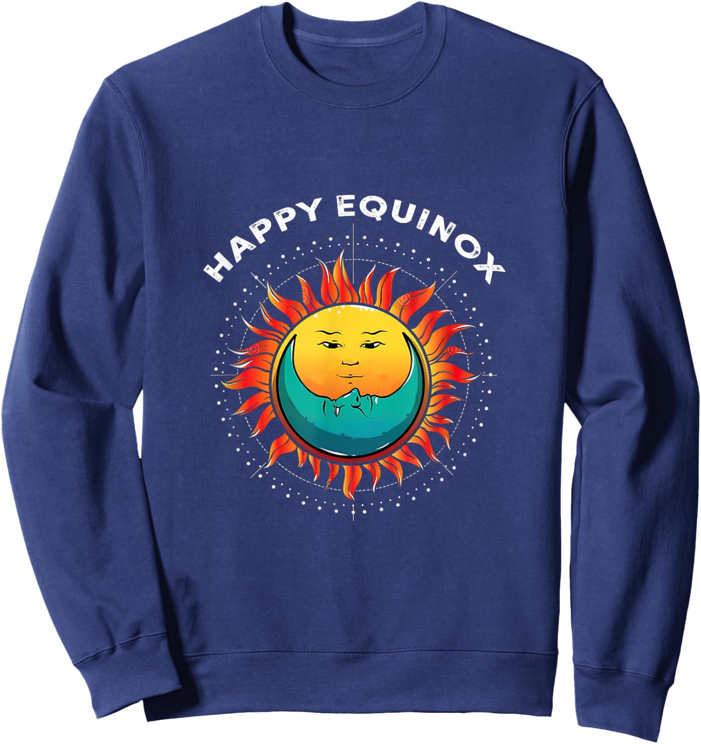 Happy-Equinox Day March Fall Solstice-Equal Day and Night Sweatshirt - Sweatshirt | Navy