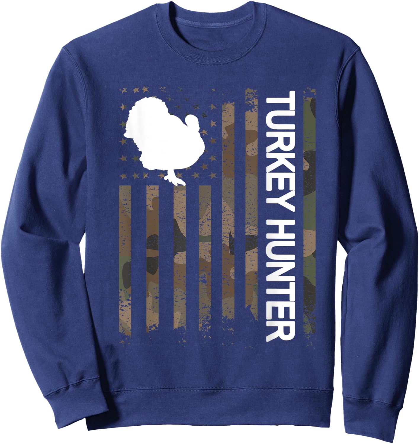Turkey Hunter American Flag Turkey Hunting Lover Men Sweatshirt - Sweatshirt | Navy