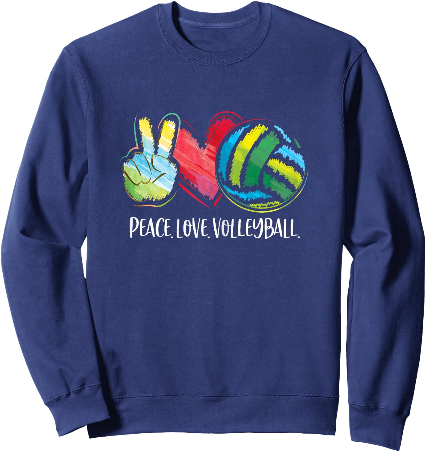 Volleyball Player Women Peace Love Volleyball Sweatshirt - Sweatshirt | Navy