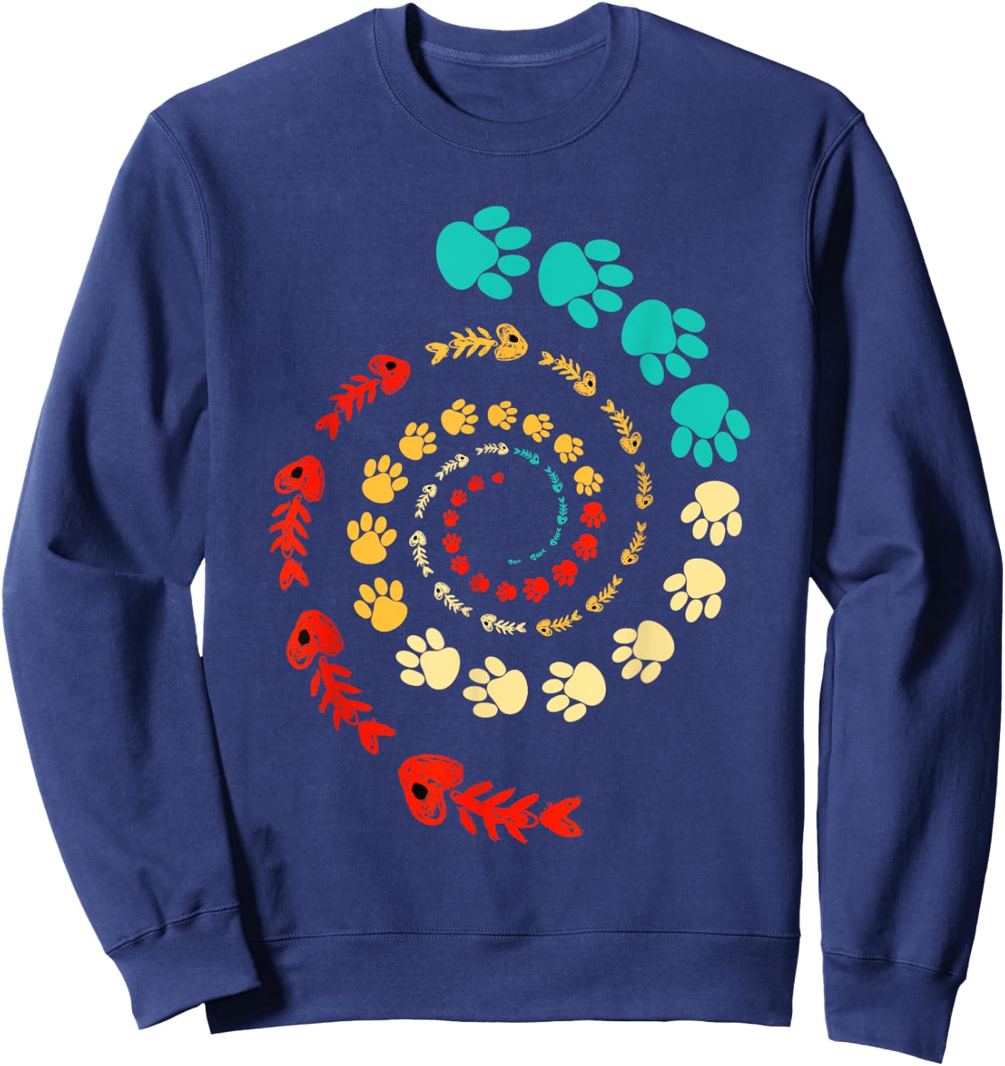 Fibonacci Cat Paw or Golden Ratio and Spiral or Fibonacci Sweatshirt - Sweatshirt | Navy