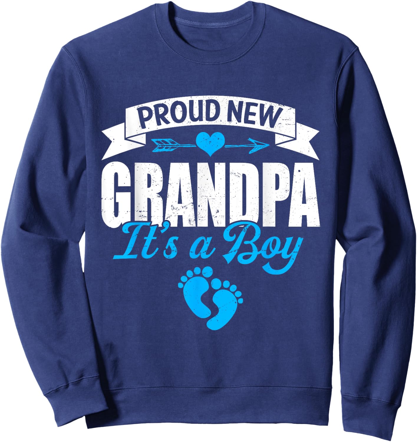 Retro Family Proud New Grandpa It's A Boy Gender Reveal Sweatshirt - Sweatshirt | Navy