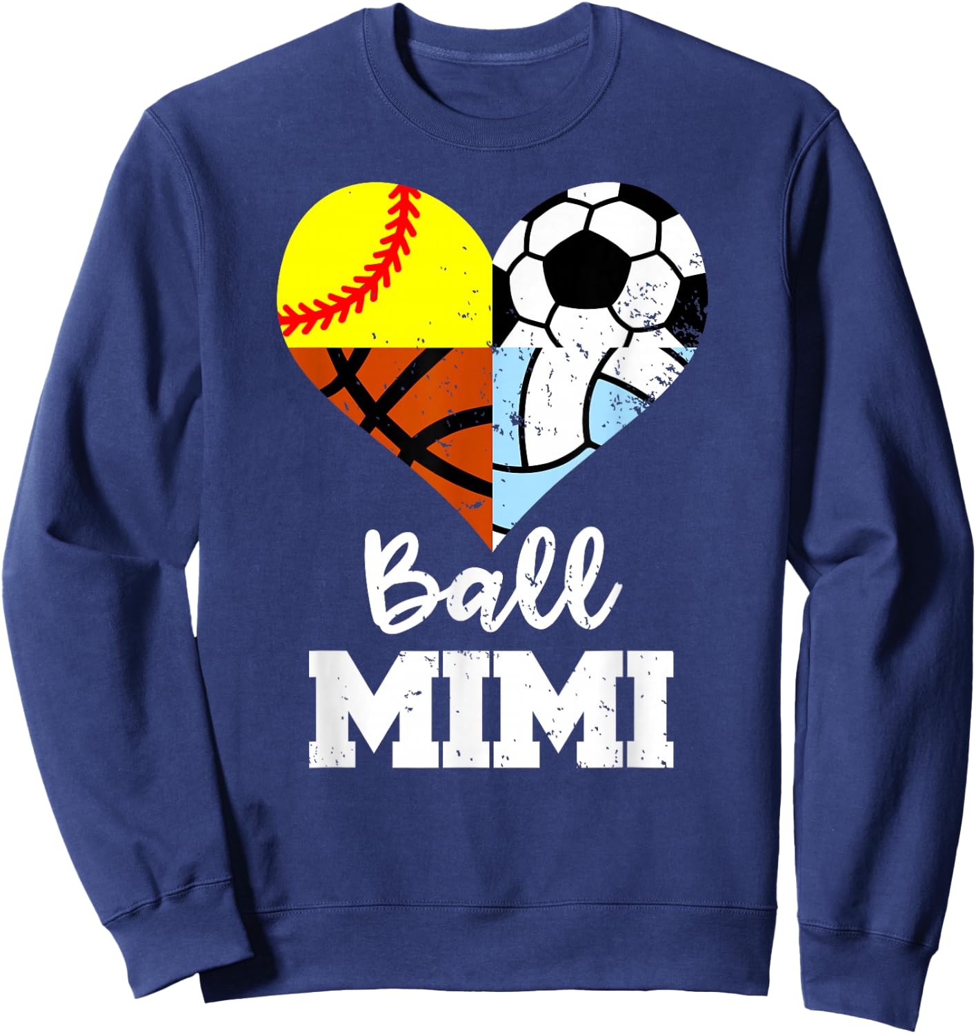 Ball Mimi Soccer Softball Volleyball Basketball Mimi Heart Sweatshirt - Sweatshirt | Navy