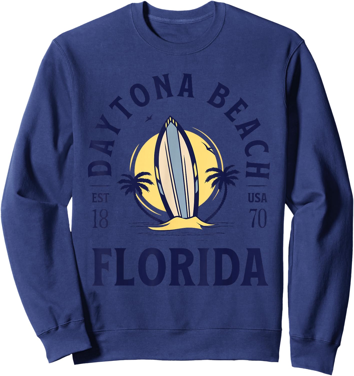 Daytona Beach Florida Surf Summer Vacation Vintage Women Kids Sweatshirt - Sweatshirt | Navy