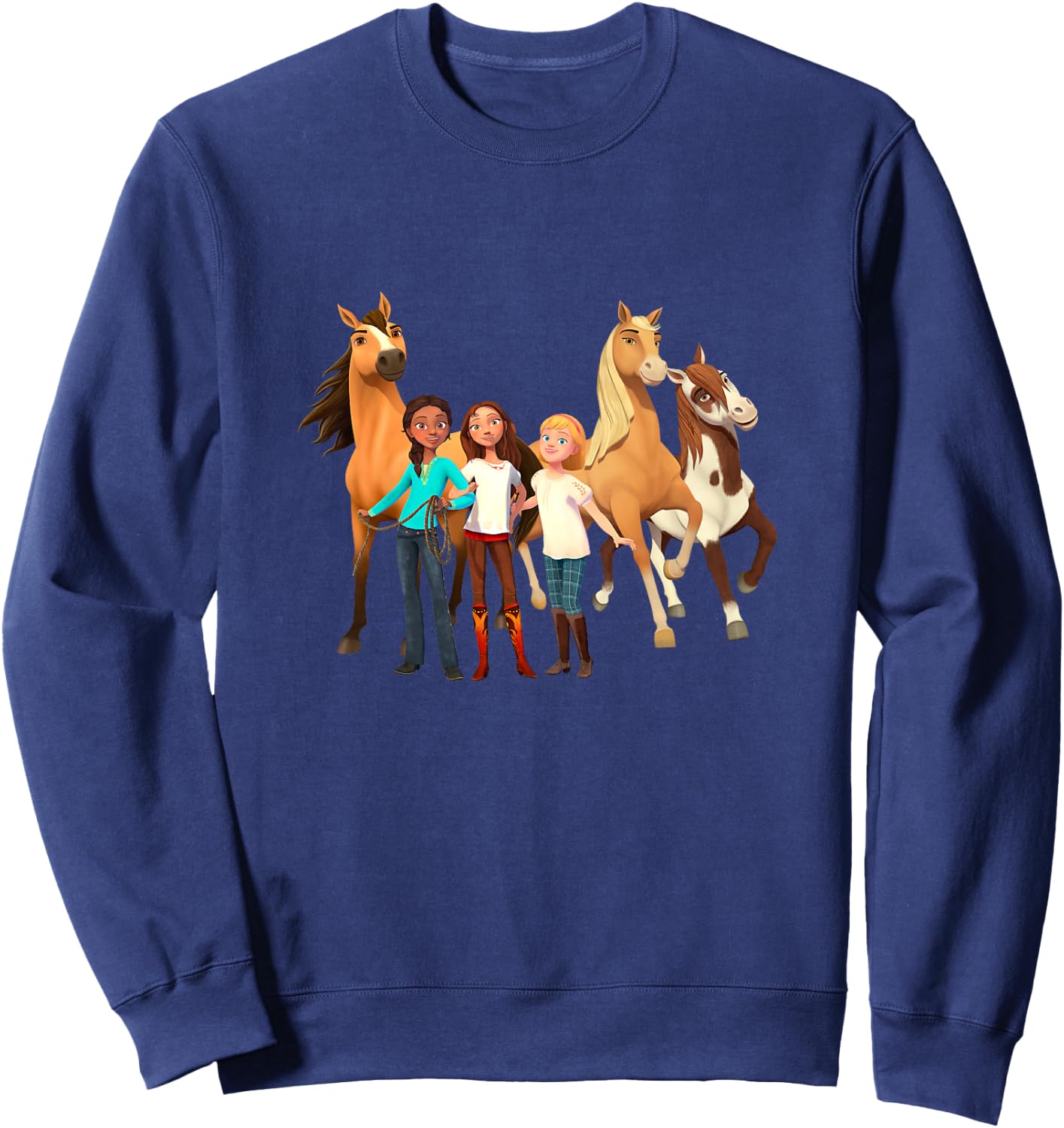 Kids DreamWorks Spirit Riding Free - All Character Kids Sweatshirt - Sweatshirt | Navy