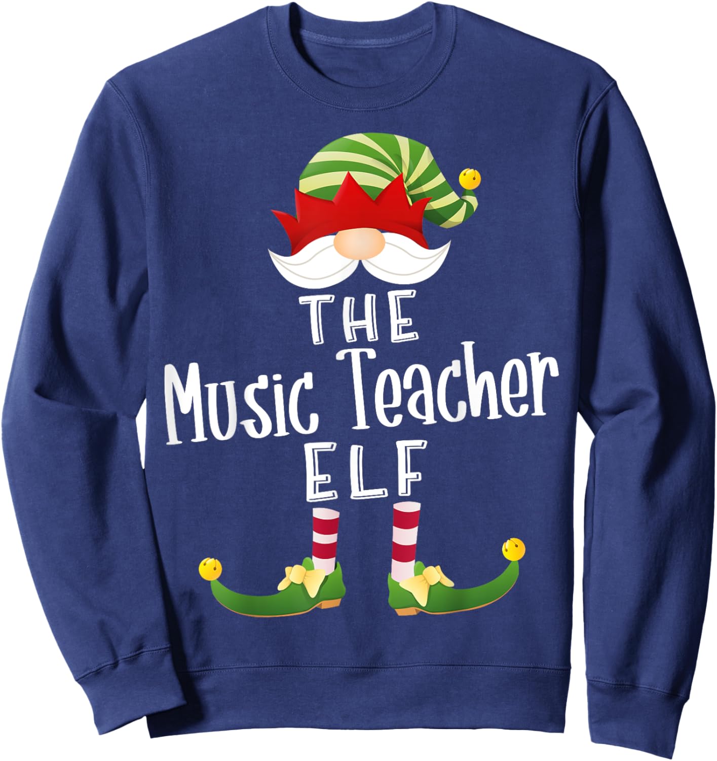 Music Teacher Elf Group Christmas Funny Pajama Party Sweatshirt - Sweatshirt | Navy