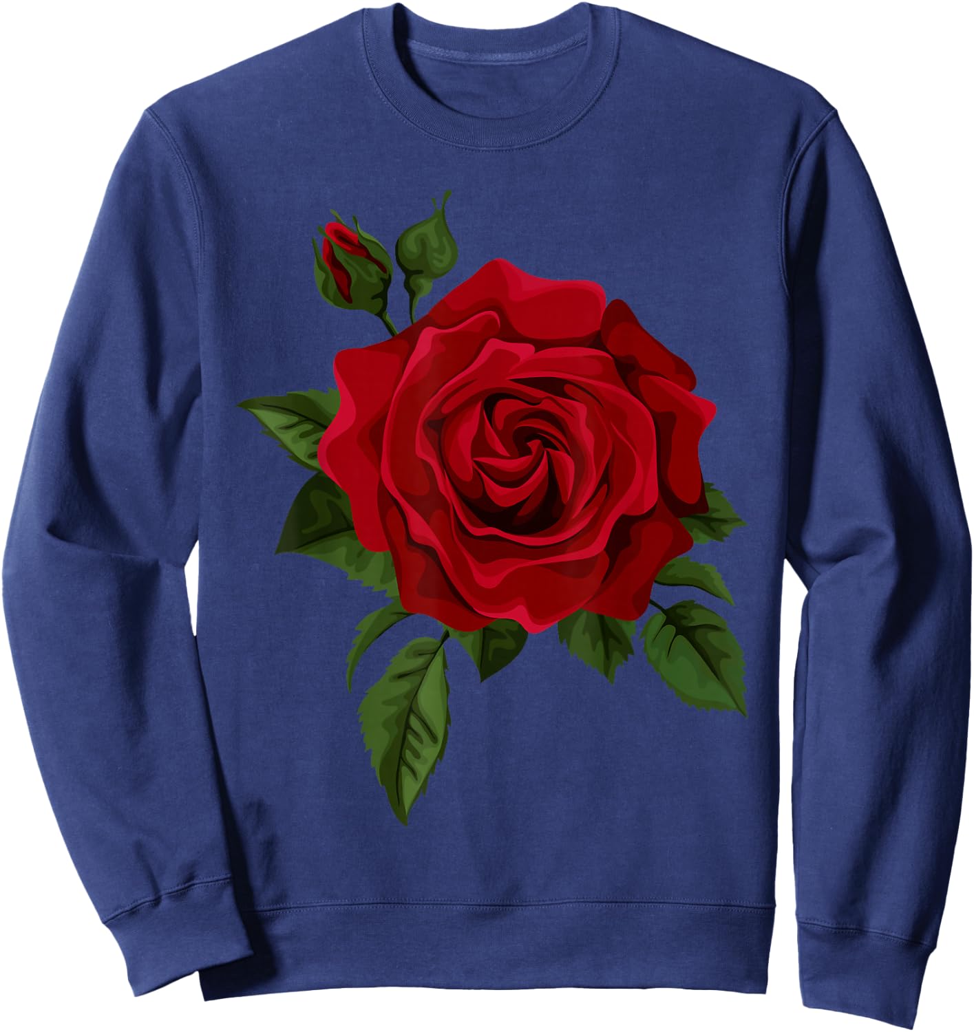 Single Red Roses Flower of Cute Red Roses Flower Gardening Sweatshirt - Sweatshirt | Navy
