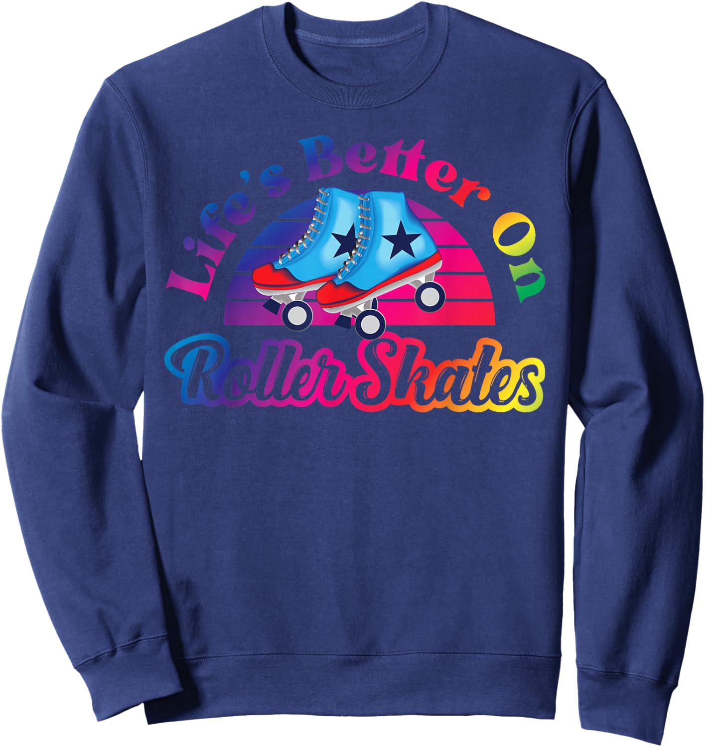 Cool Roller Skating Skate Girl 1970S Retro Sweatshirt - Sweatshirt | Navy