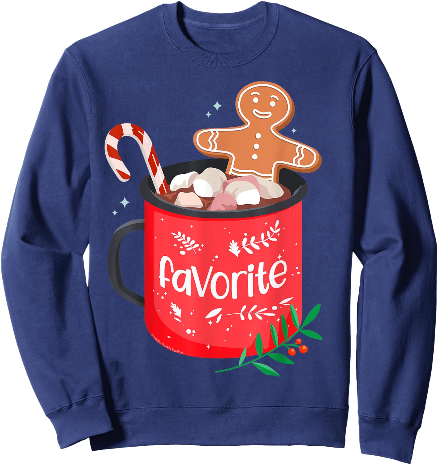 Christmas Matching Family Cocoa Mug with Candy Cane FAVORITE Sweatshirt - Sweatshirt | Navy