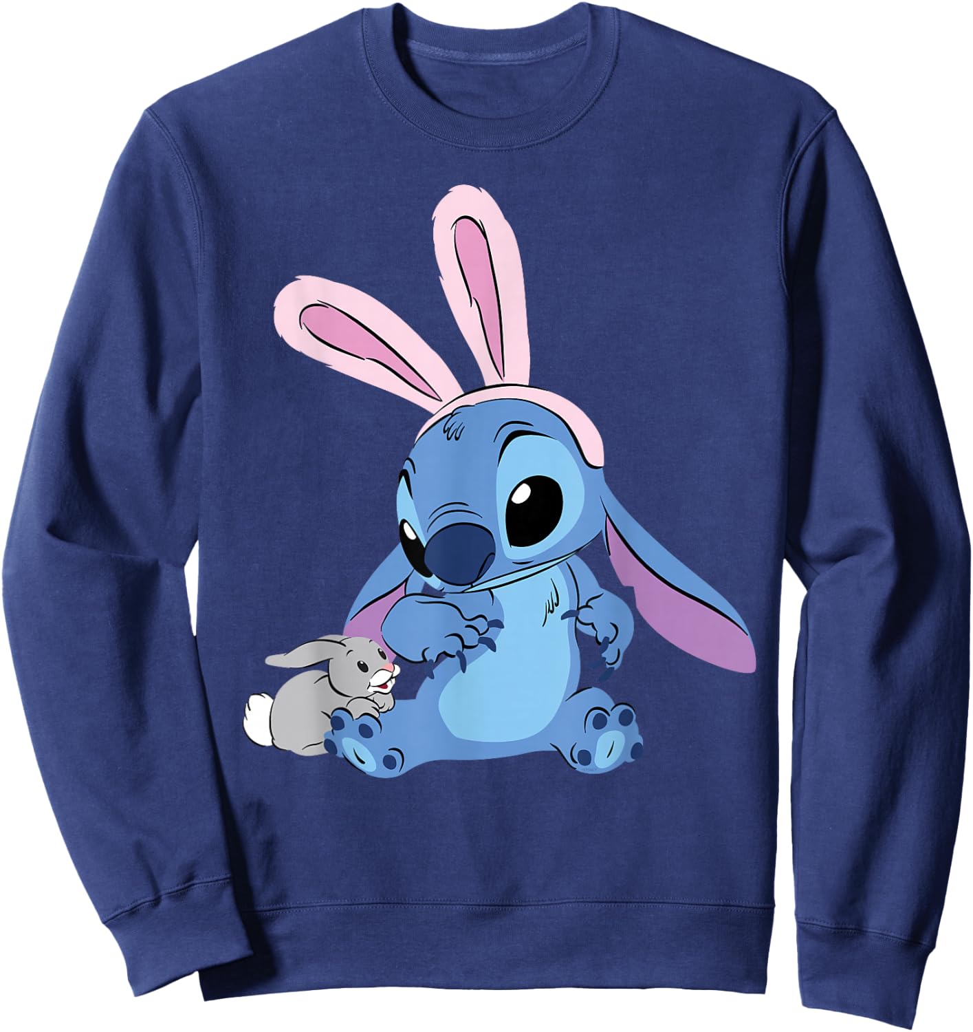 Disney Stitch in Easter Bunny Costume with Cute Fuzzy Friend Sweatshirt - Sweatshirt | Navy
