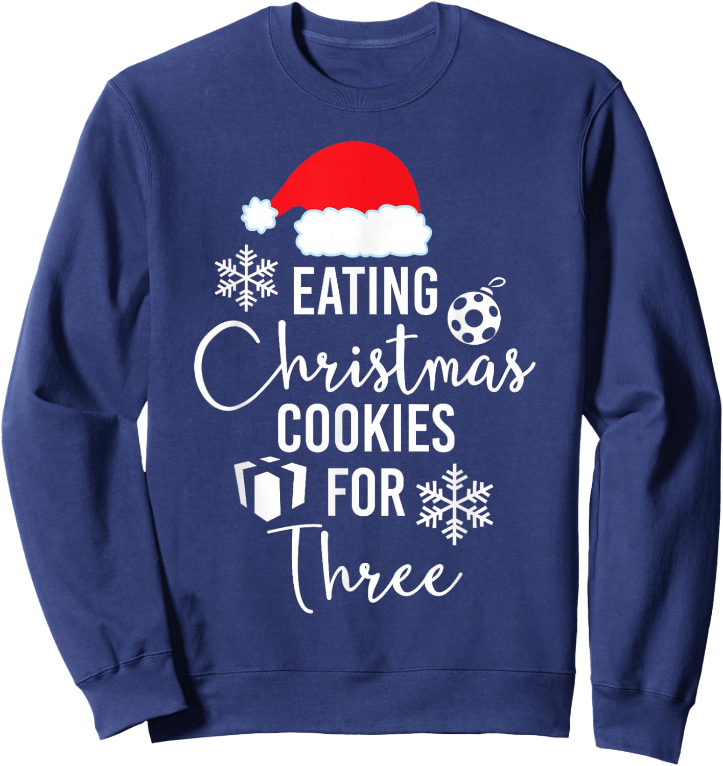 Eating Christmas Cookies For Three Shirt Pregnancy Twins Sweatshirt - Sweatshirt | Navy