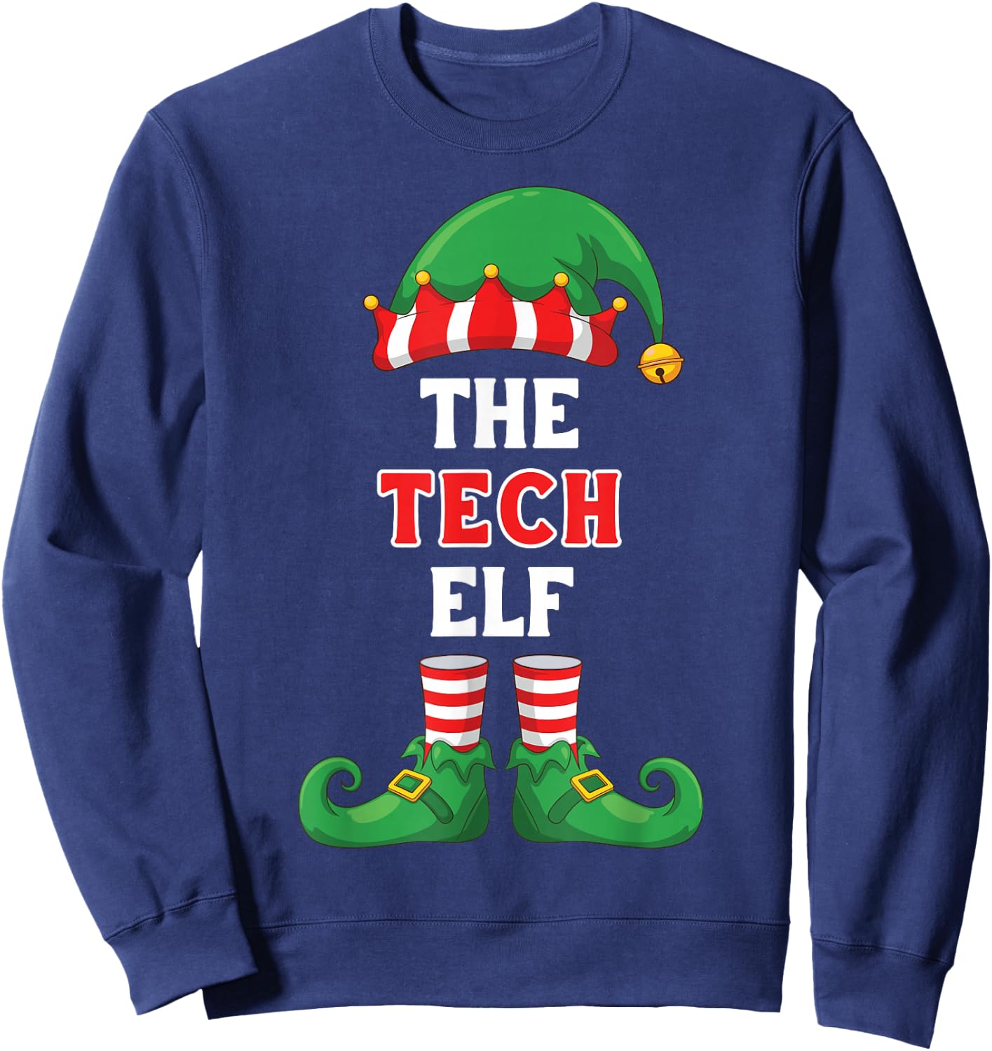 The Tech Elf Shirt Christmas for IT Guy Tech Support Geek Sweatshirt - Sweatshirt | Navy