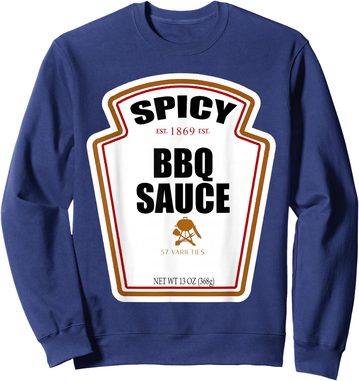 Halloween Matching Costume Spicy BBQ Sauce Bottle Label Sweatshirt - Sweatshirt | Navy