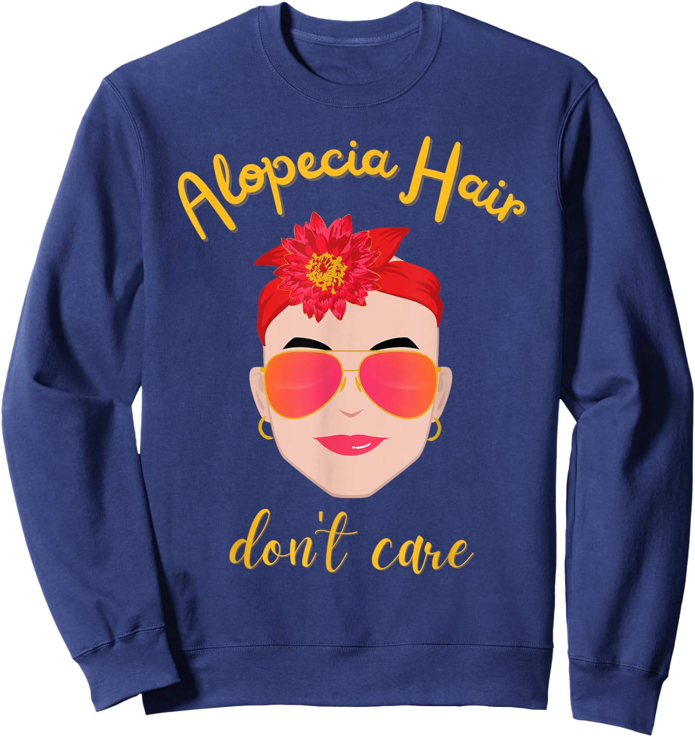 Alopecia shirts , ALOPECIA HAIR, DON'T CARE Sweatshirt - Sweatshirt | Navy