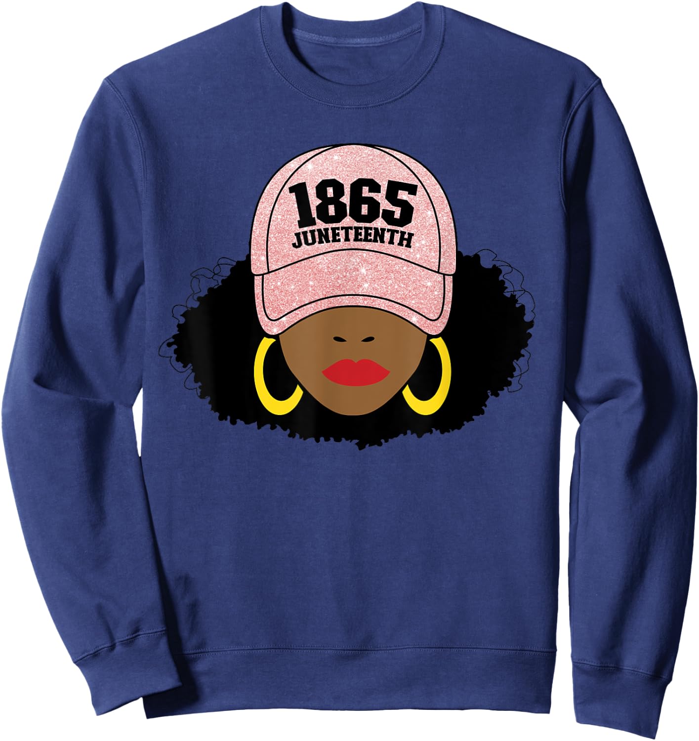 Juneteenth 1865 Black Freedom Afro Pink Women's Juneteenth Sweatshirt - Sweatshirt | Navy