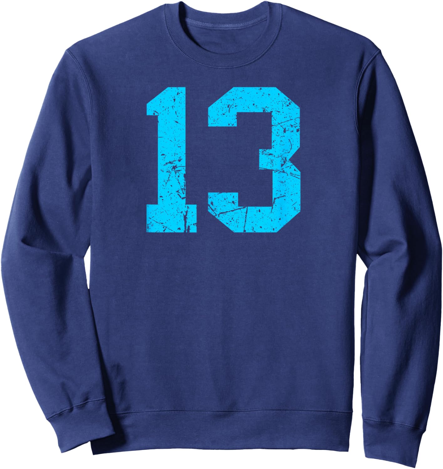Number #13 Sport Blue Vintage Number Sweatshirt - Sweatshirt | Navy
