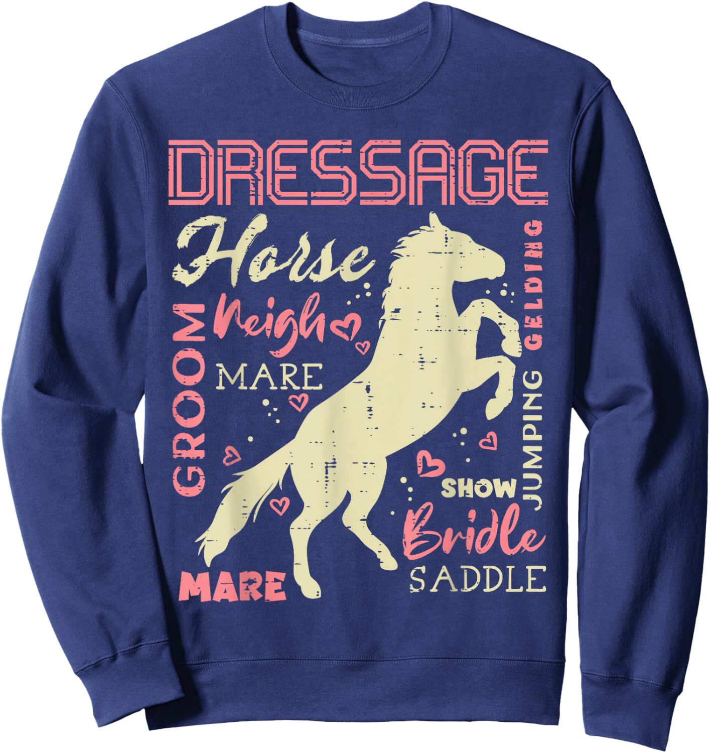 Horse Words Dressage Riding Rider Equestrian Men Women Kids Sweatshirt - Sweatshirt | Navy