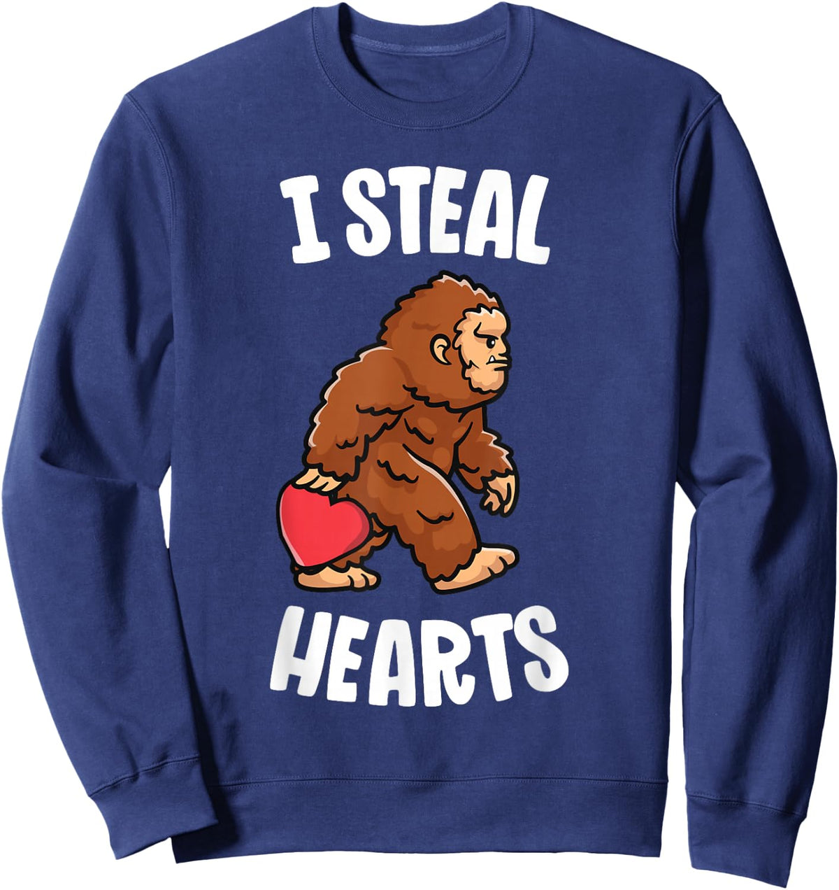 Bigfoot Valentines Day I Steal Hearts Funny Sasquatch Boys Sweatshirt - Sweatshirt | Navy