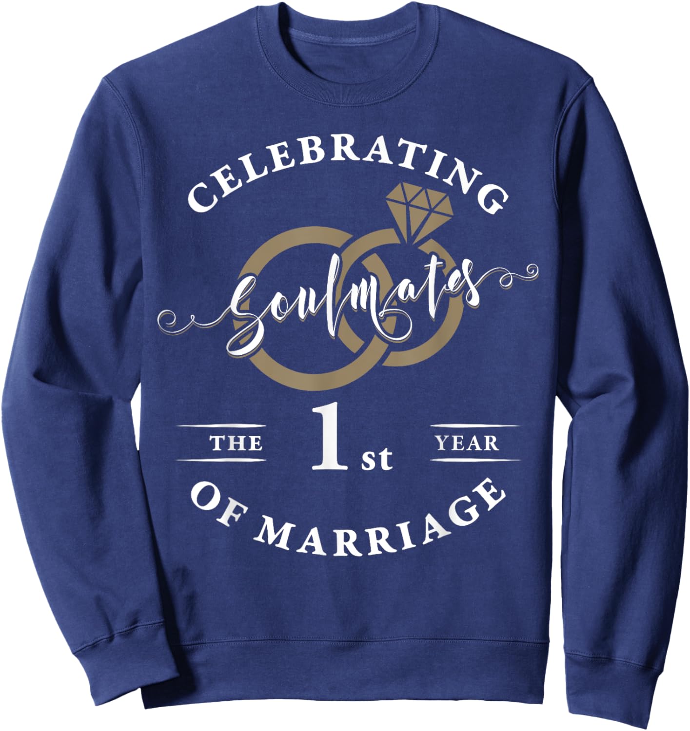 1 Year Wedding Anniversary Couple Husband Wife Matching Sweatshirt - Sweatshirt | Navy
