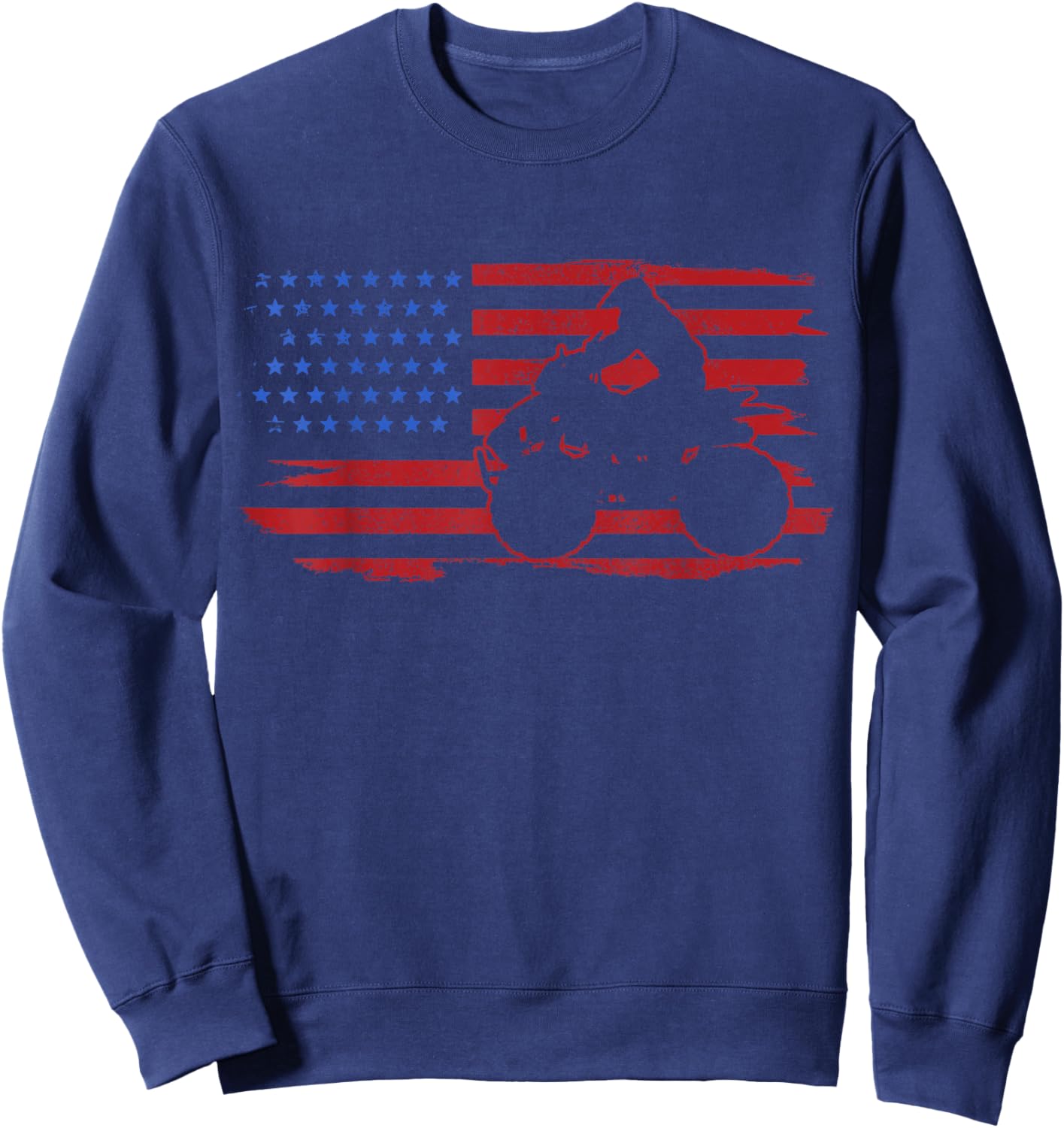 ATV Quad American Flag USA Sweatshirt - Sweatshirt | Navy