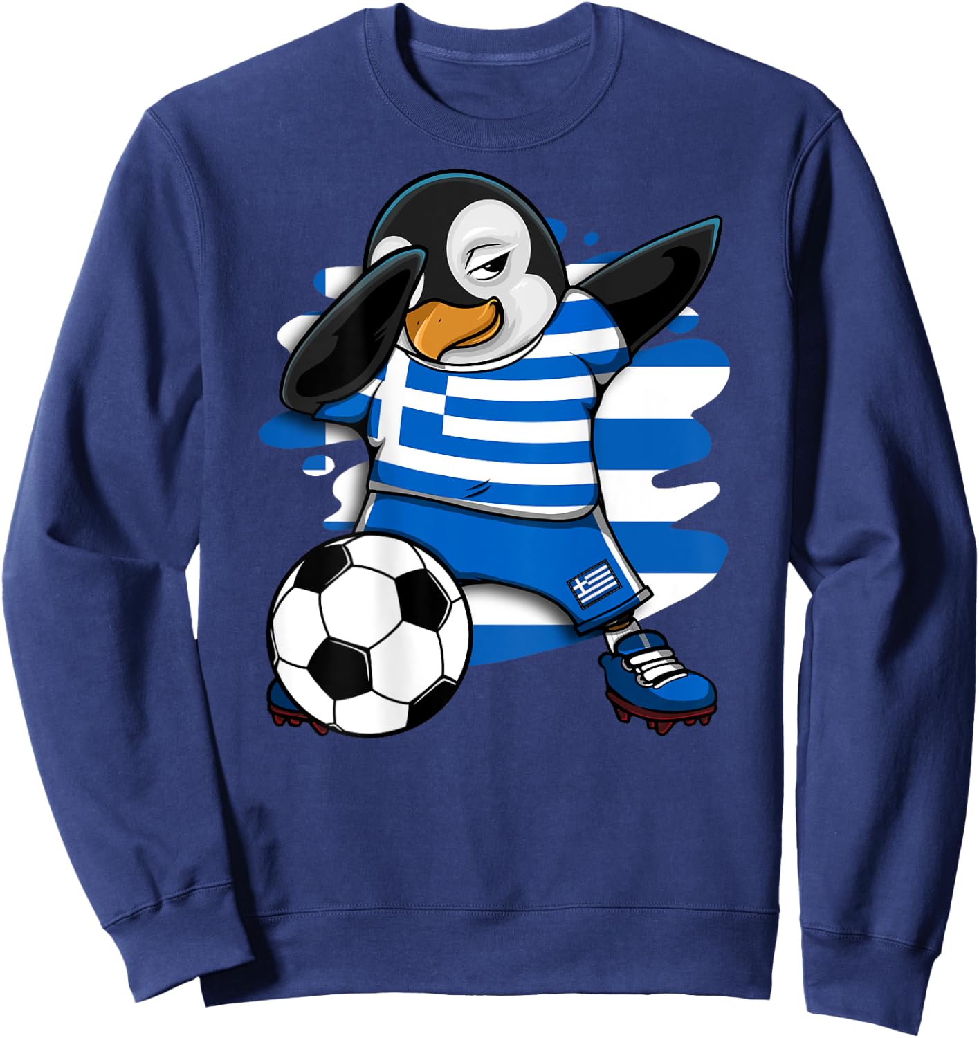 Dabbing Penguin Greece Soccer Fans Jersey Football Lovers Sweatshirt - Sweatshirt | Navy